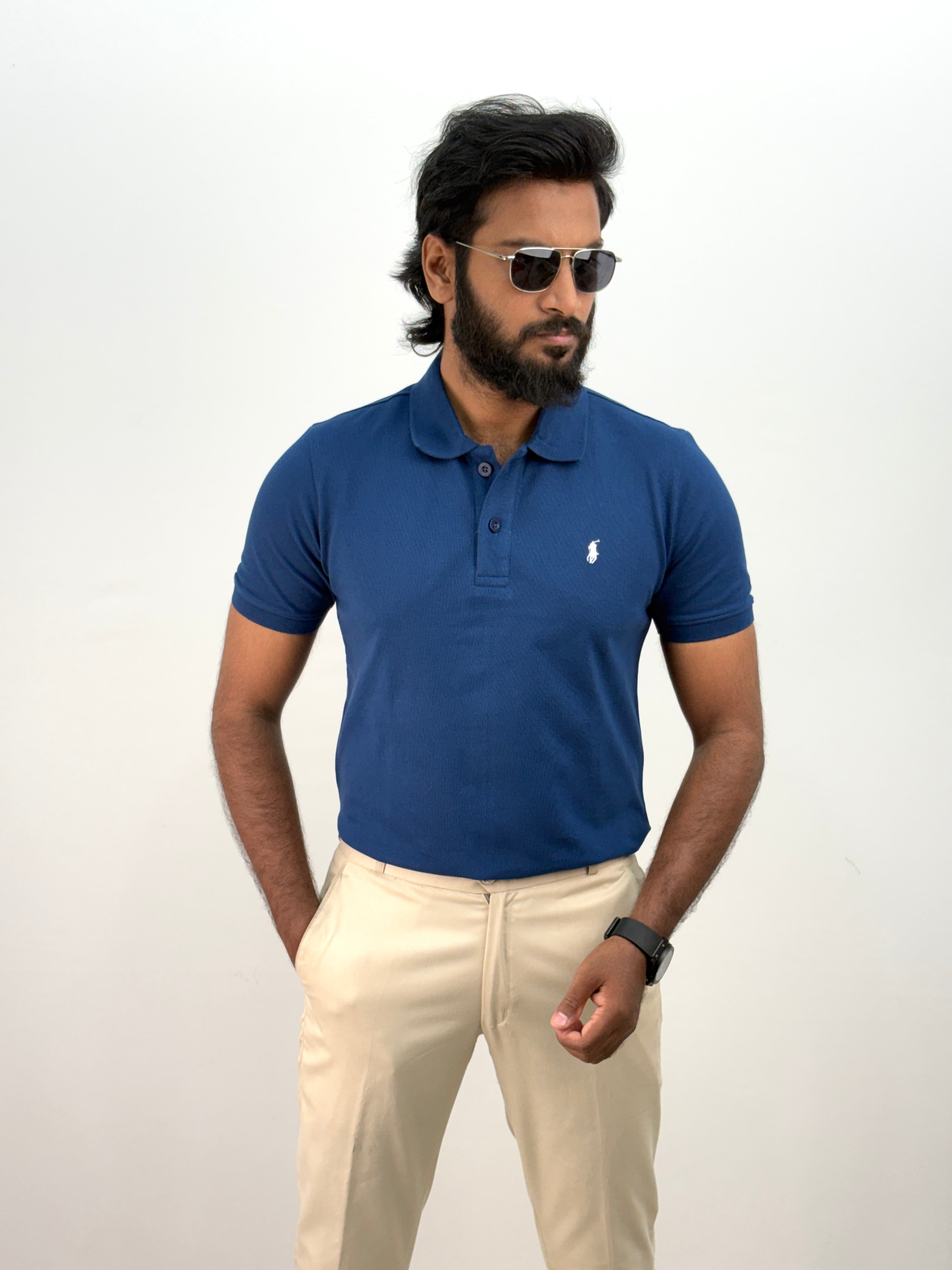 Dark Blue Half Sleeve Polo T-shirt
