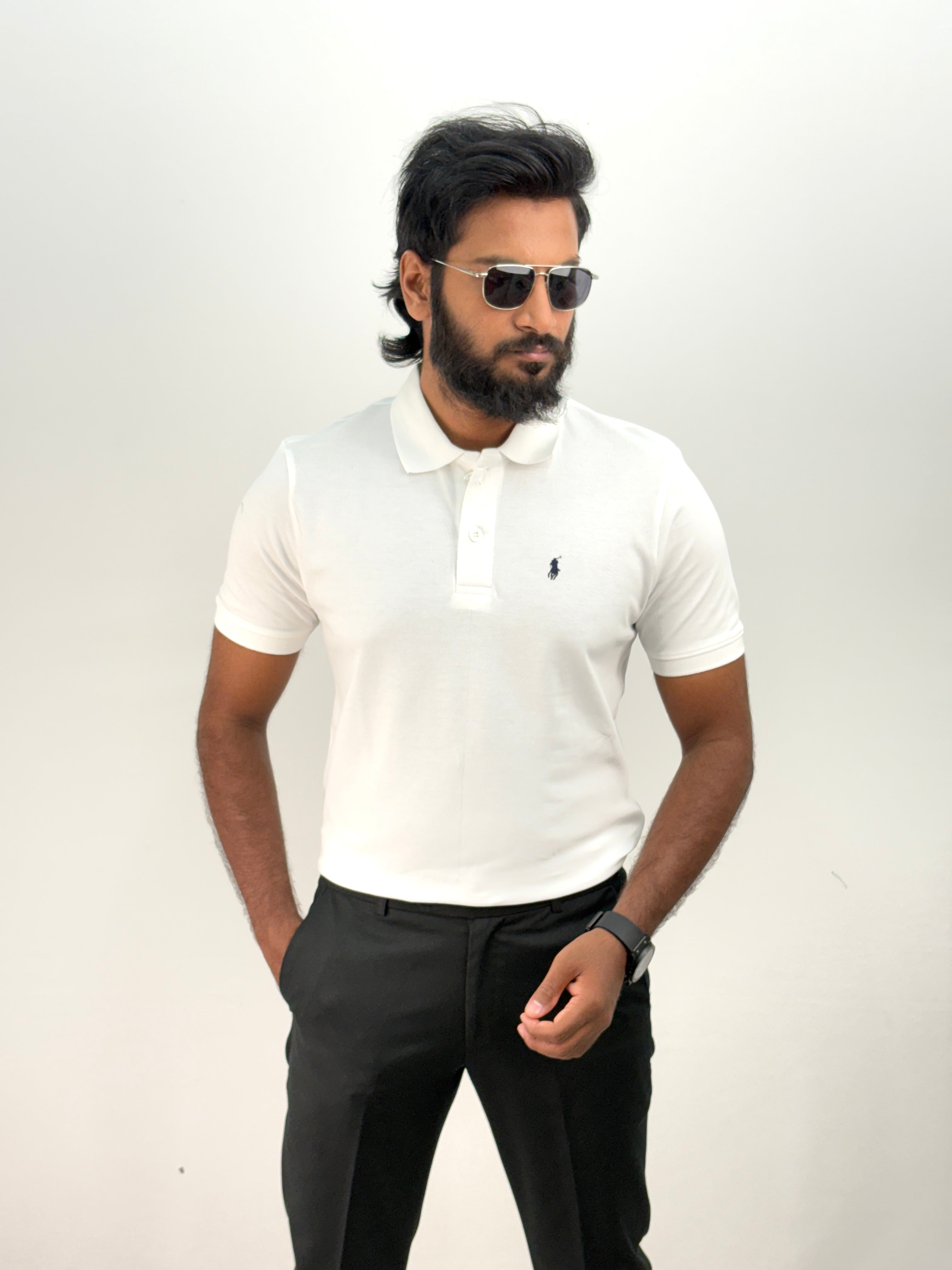 White Half Sleeve Polo T-shirt