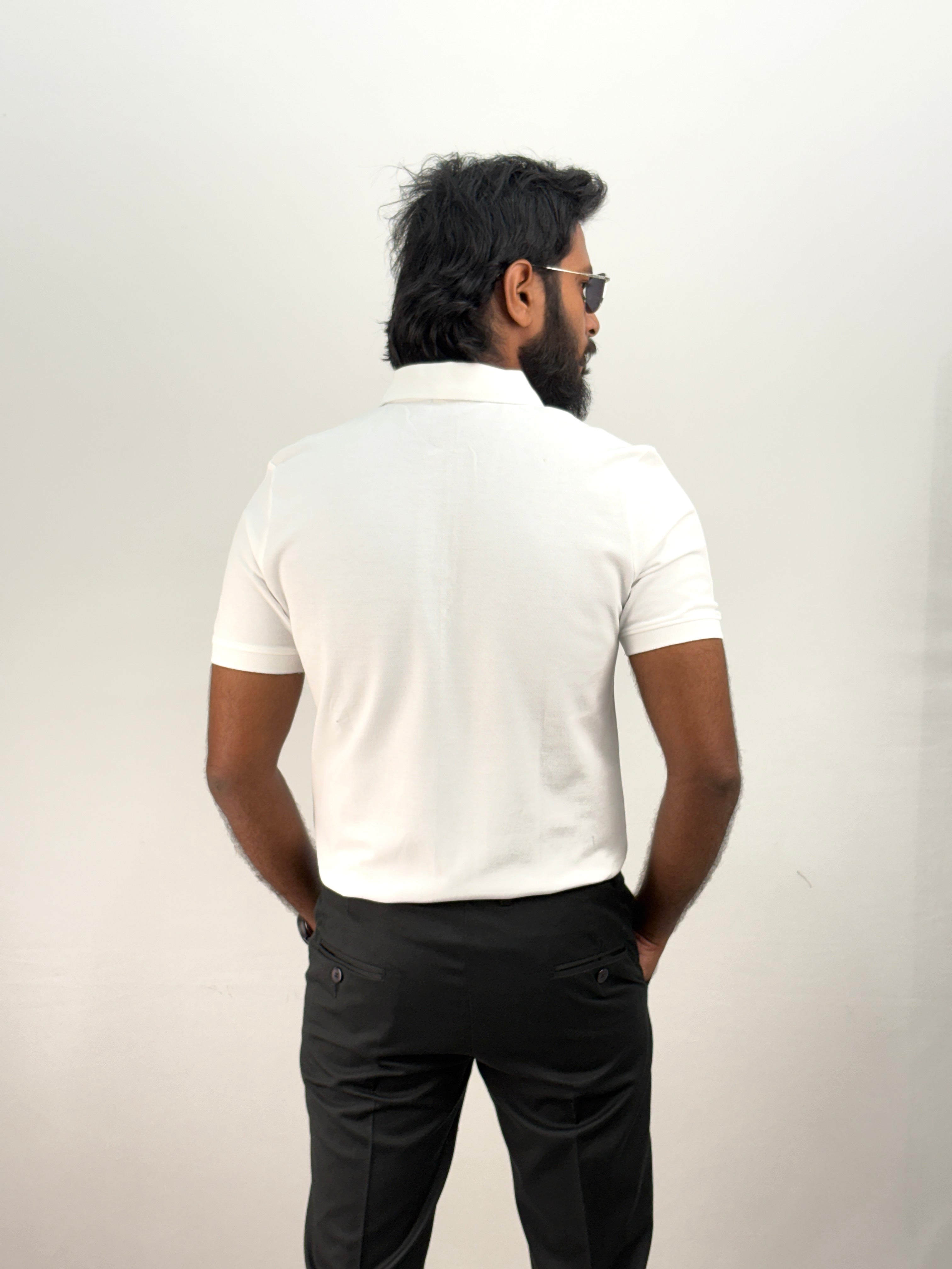 White Half Sleeve Polo T-shirt