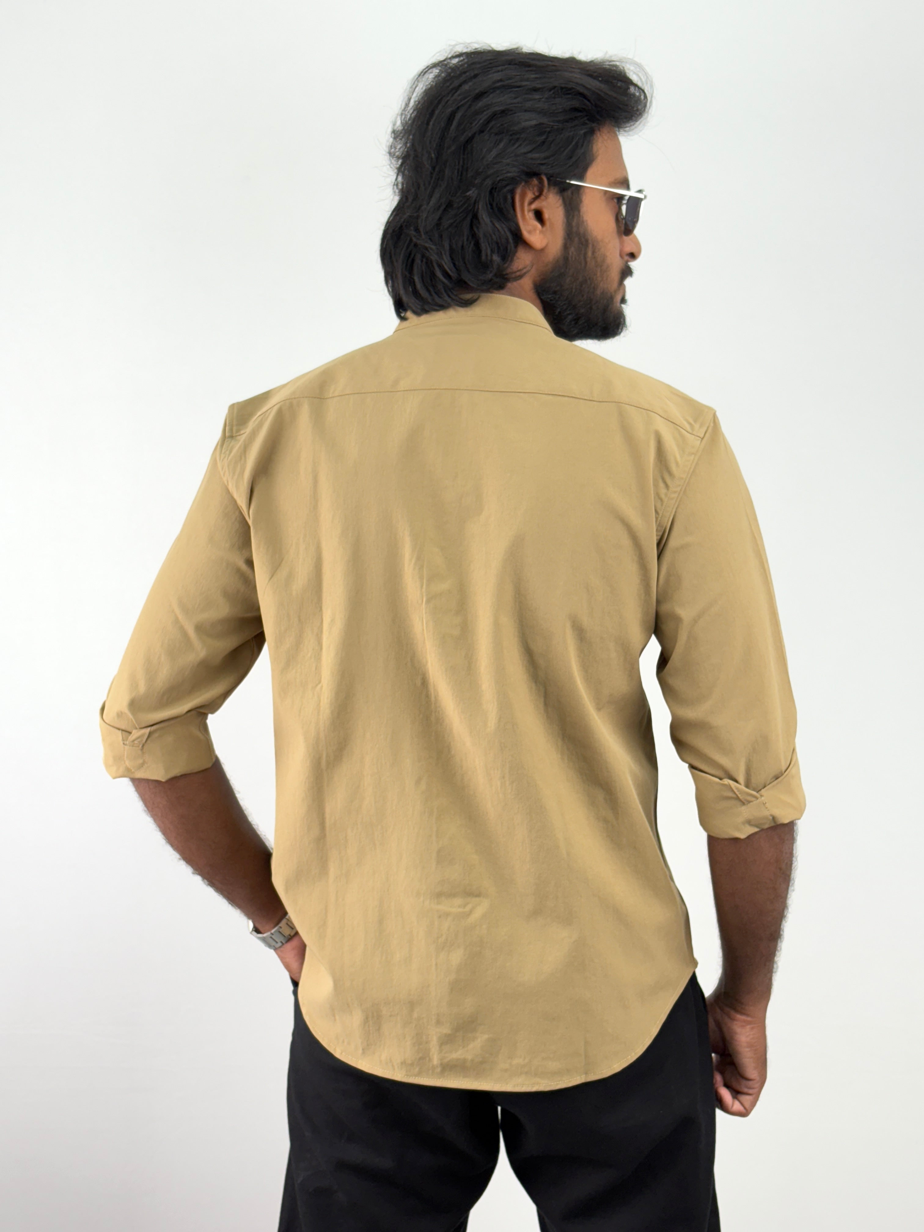 Mustard Mandarin Collar Shirt