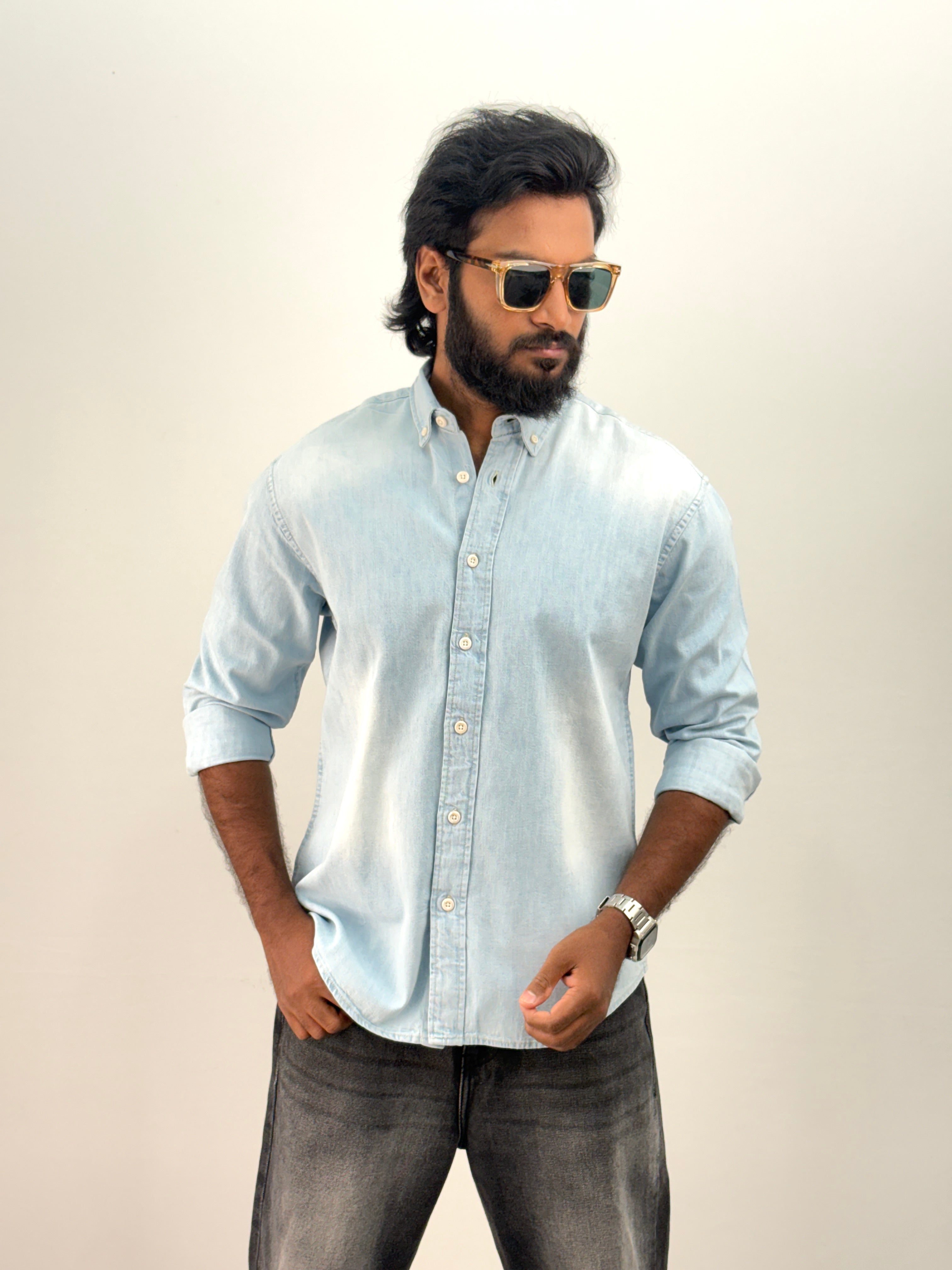Ice Blue Shade Denim Shirt 2