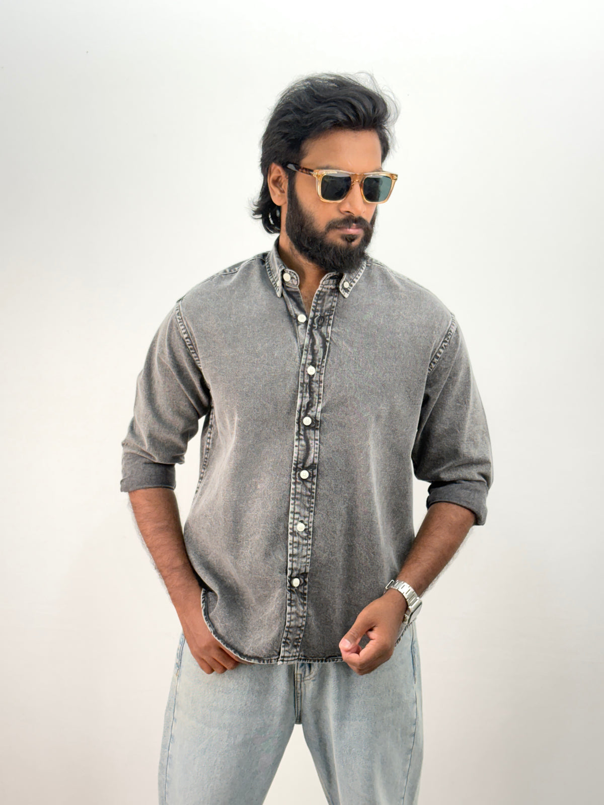 Grey Denim Shirt 2