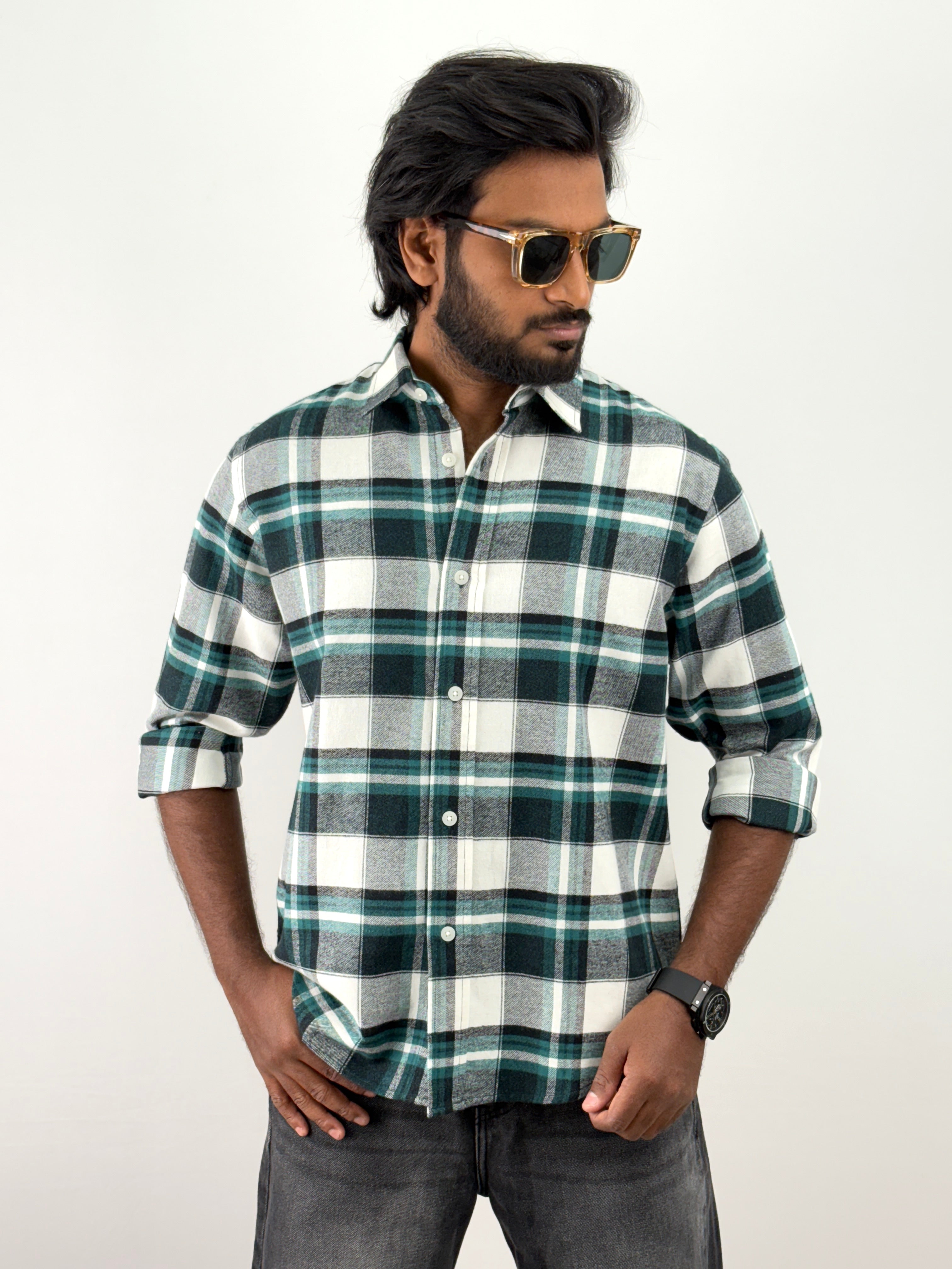 Green White Flannel Shirts