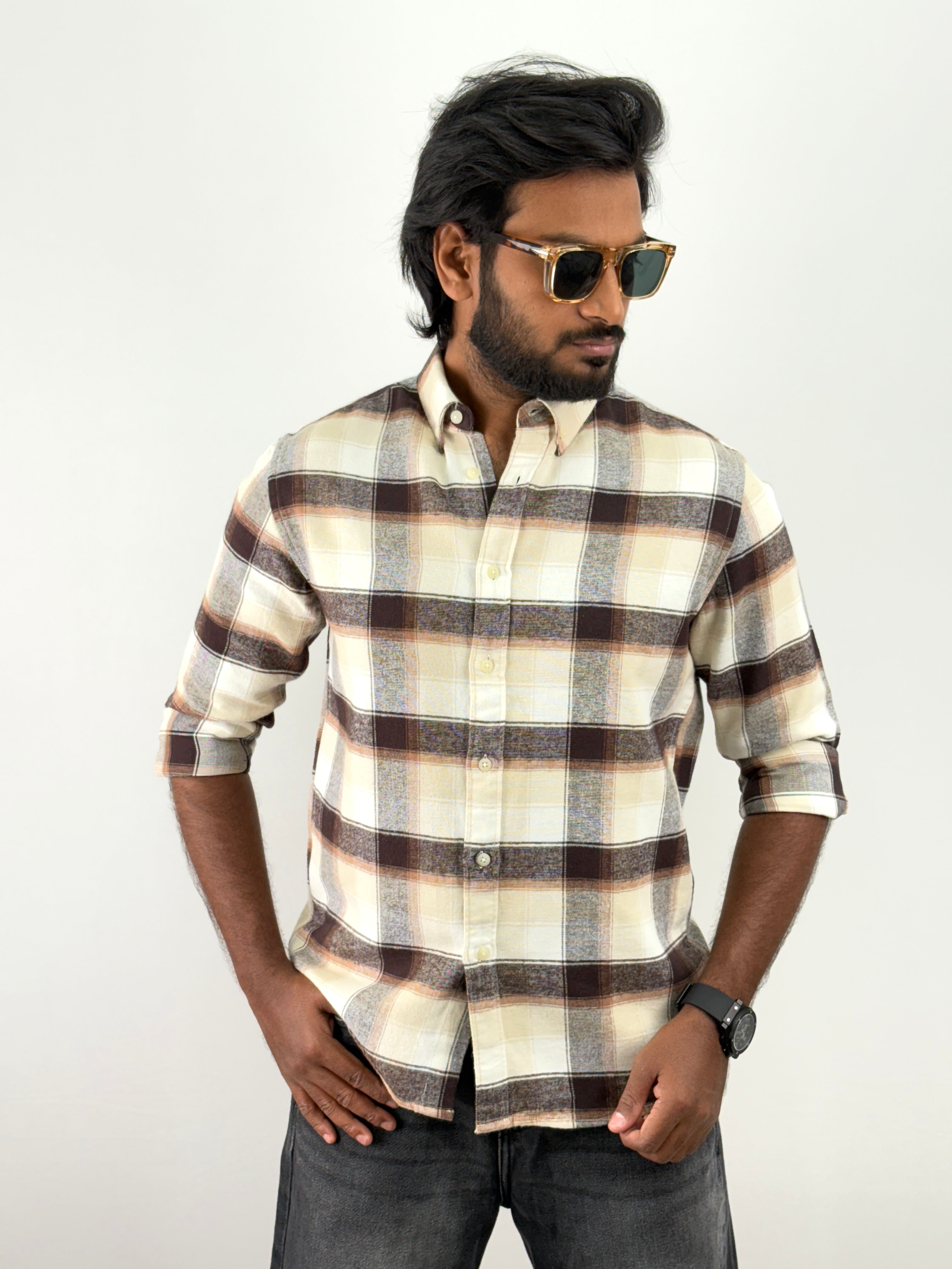 Beige Flannel Shirts