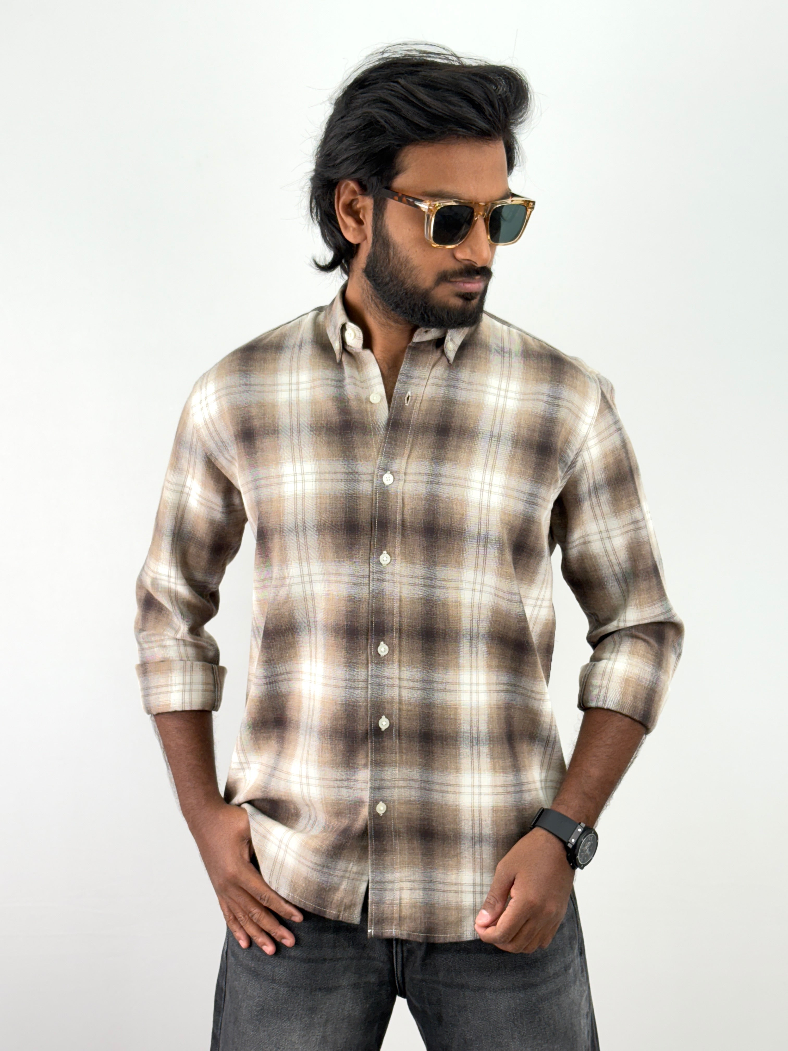 White Brown Flannel Shirts