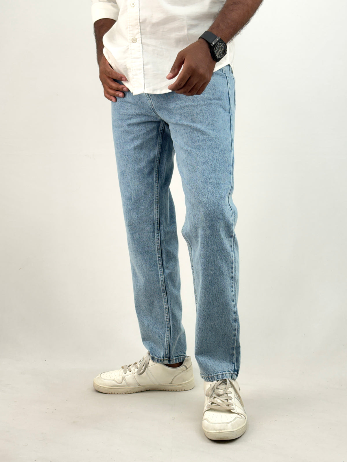 Beige Acid Wash Semi Baggy Jean (Copy)