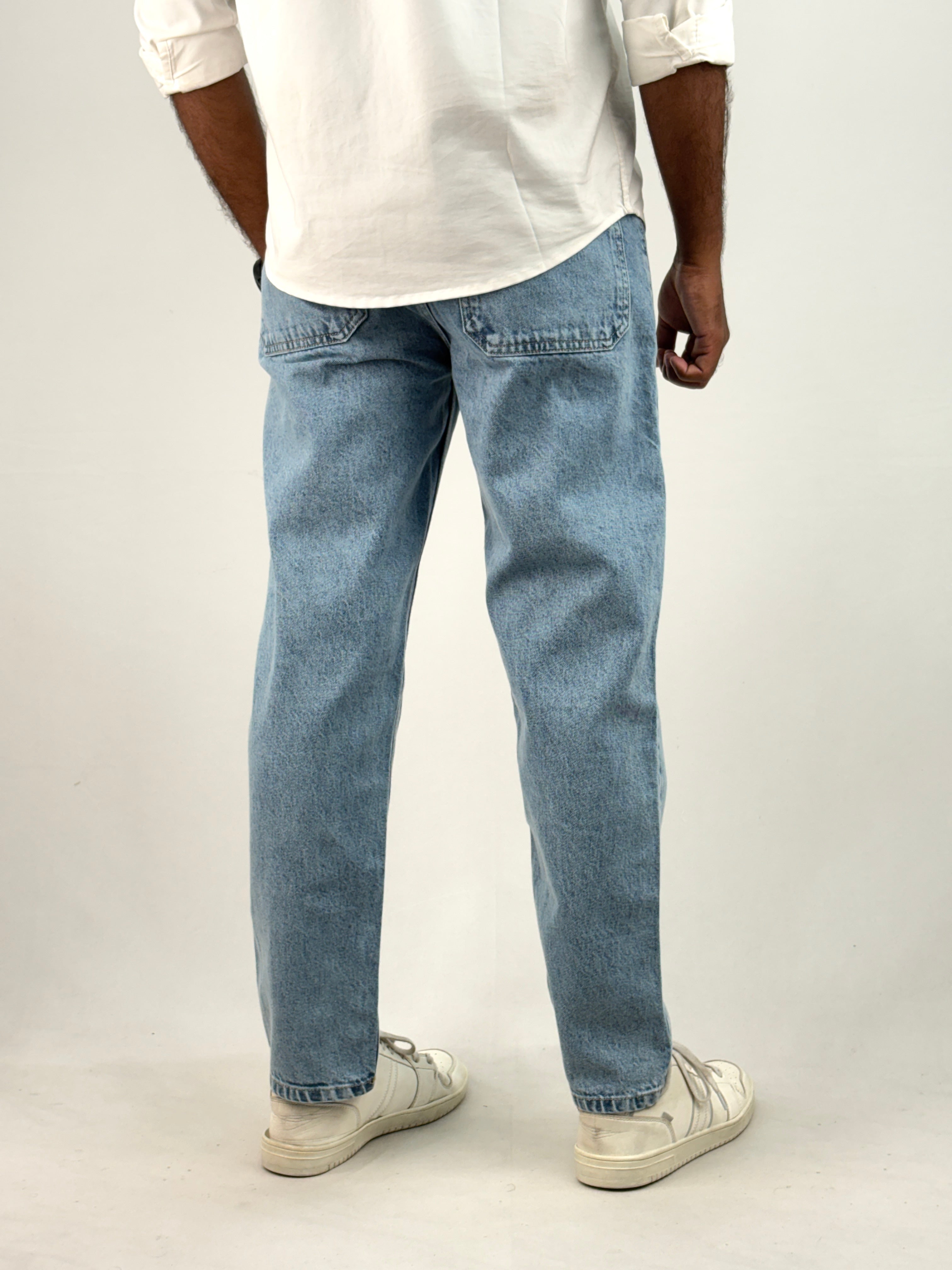 Beige Acid Wash Semi Baggy Jean (Copy)