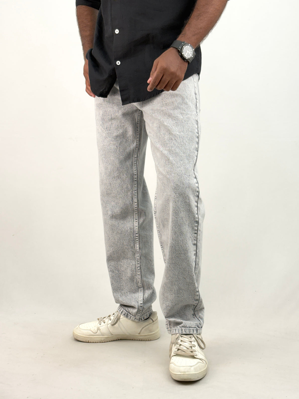 Grey Acid Wash Semi Baggy Jean