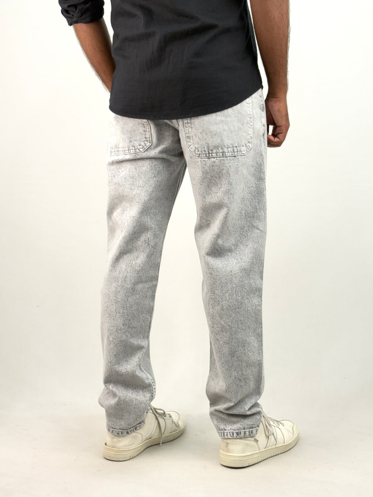 Grey Acid Wash Semi Baggy Jean