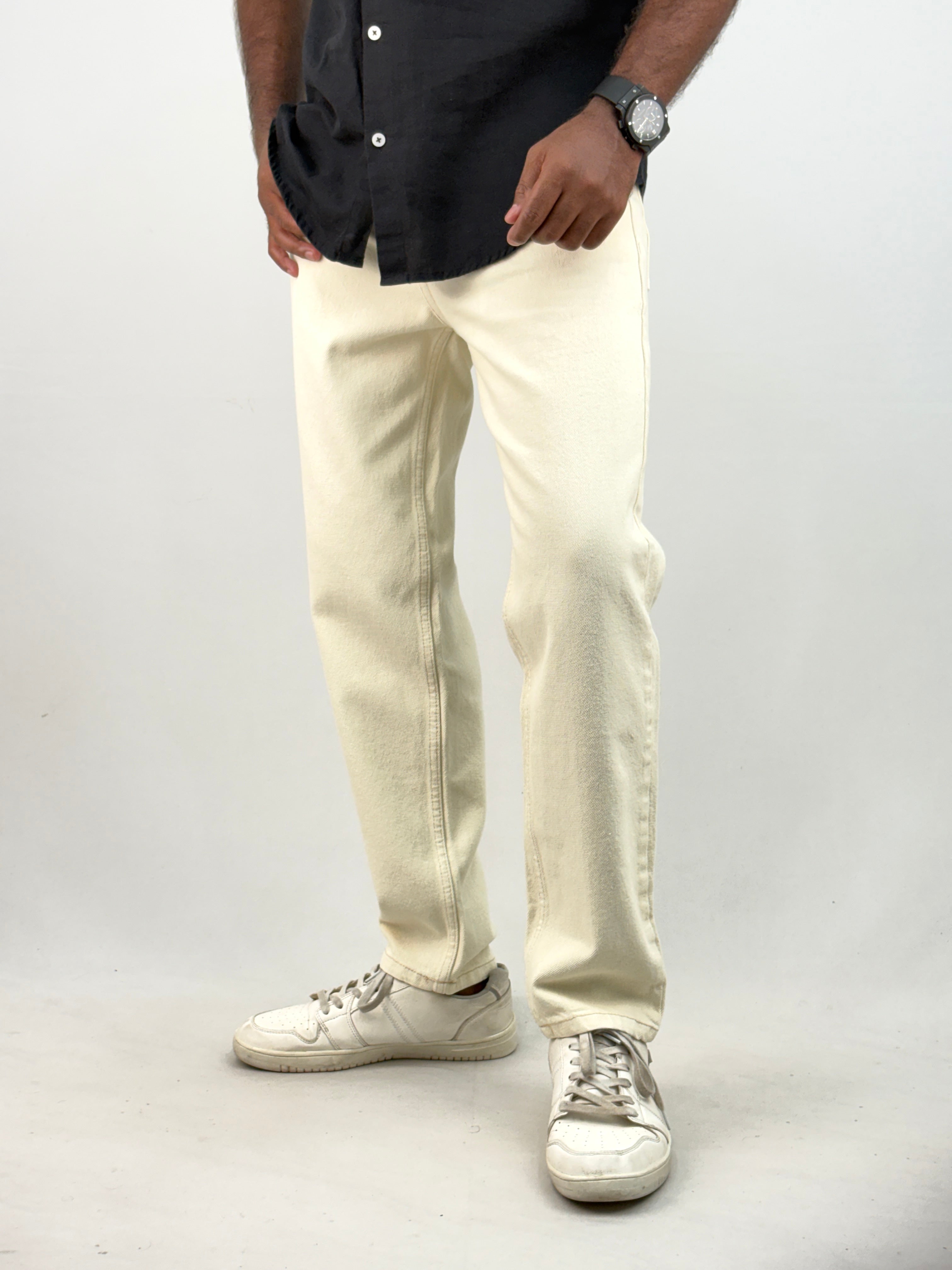 Beige Semi Baggy Jean 1