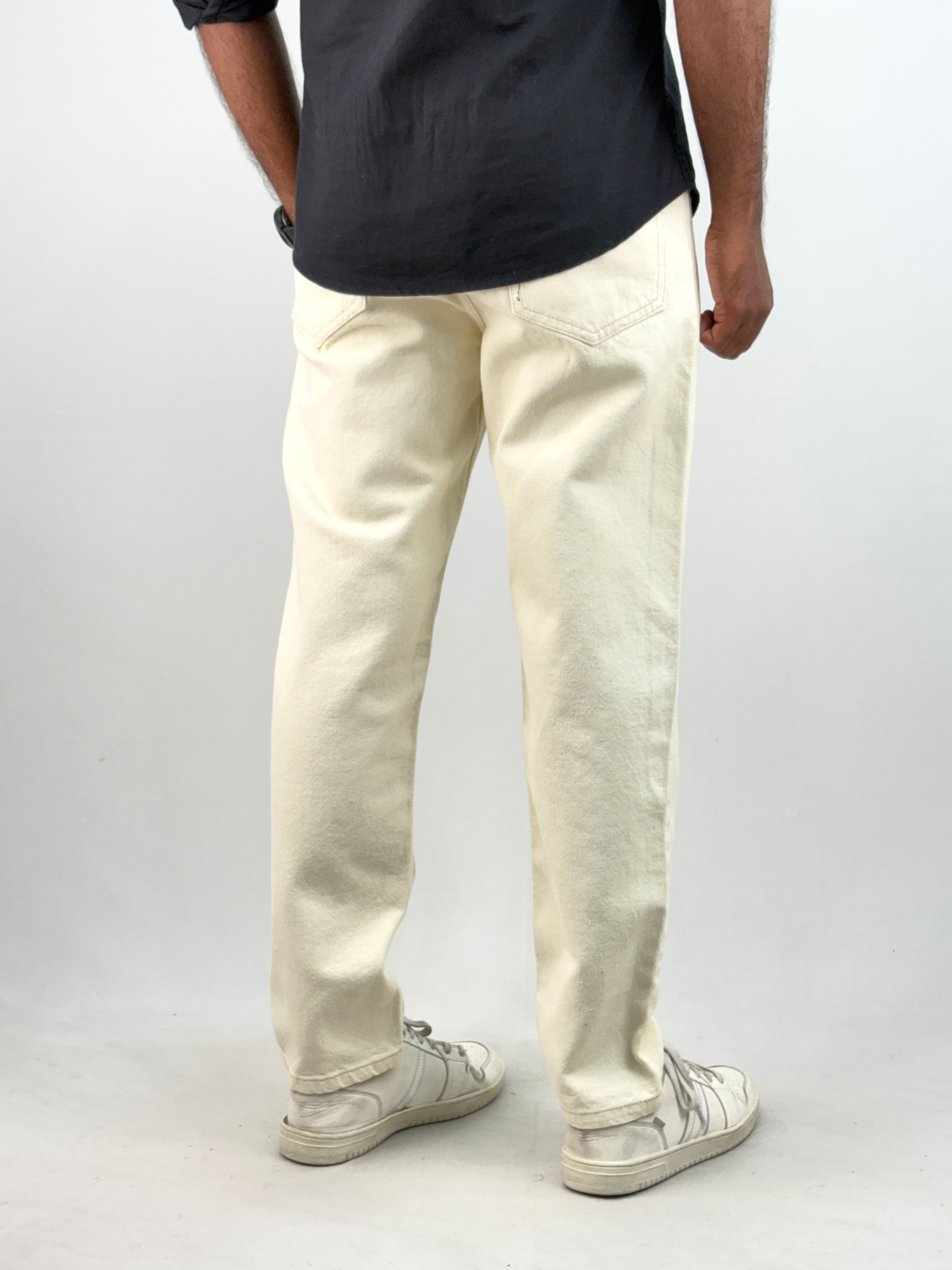Beige Semi Baggy Jean 1
