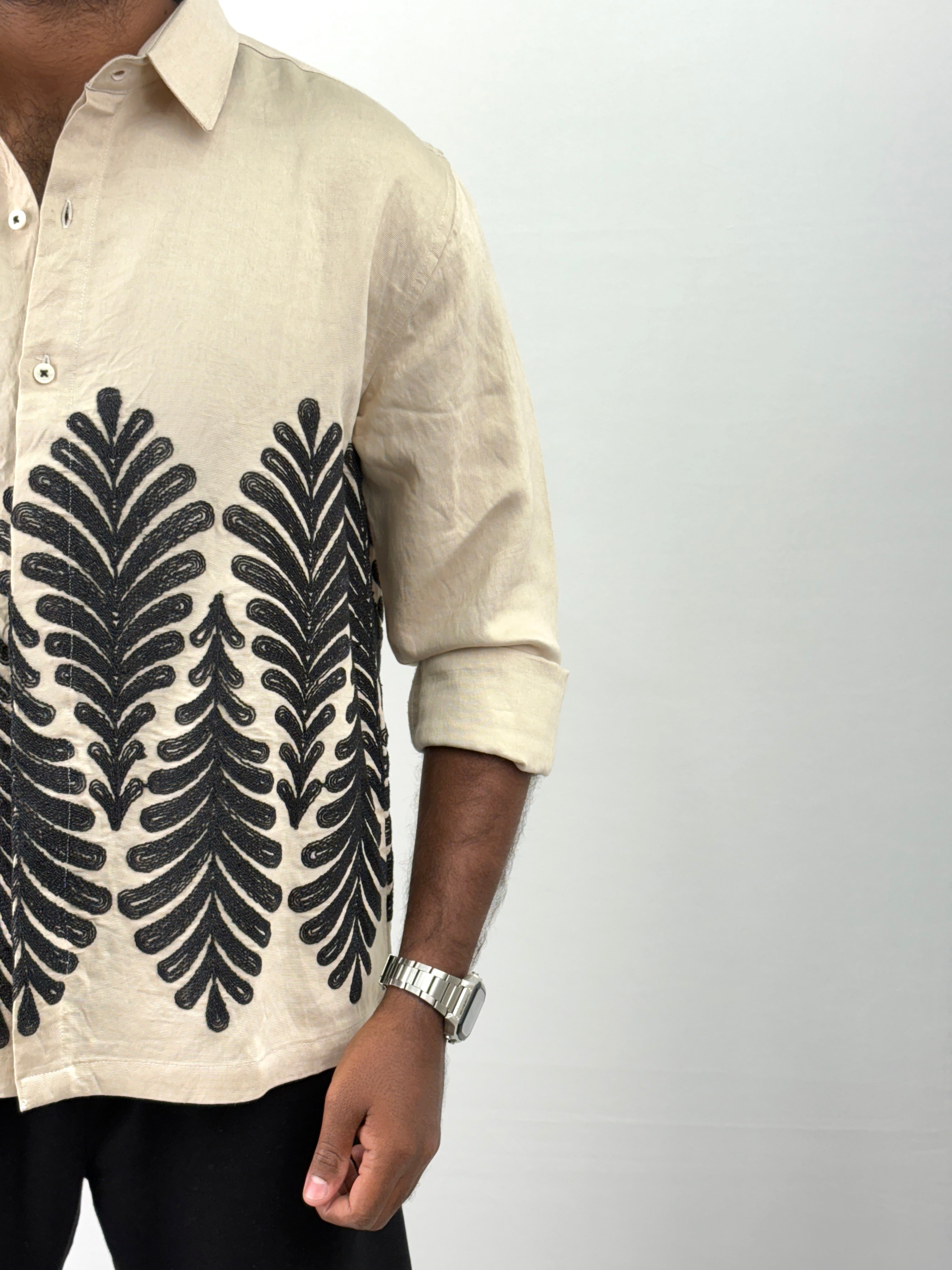 Beige Embroidery Shirts