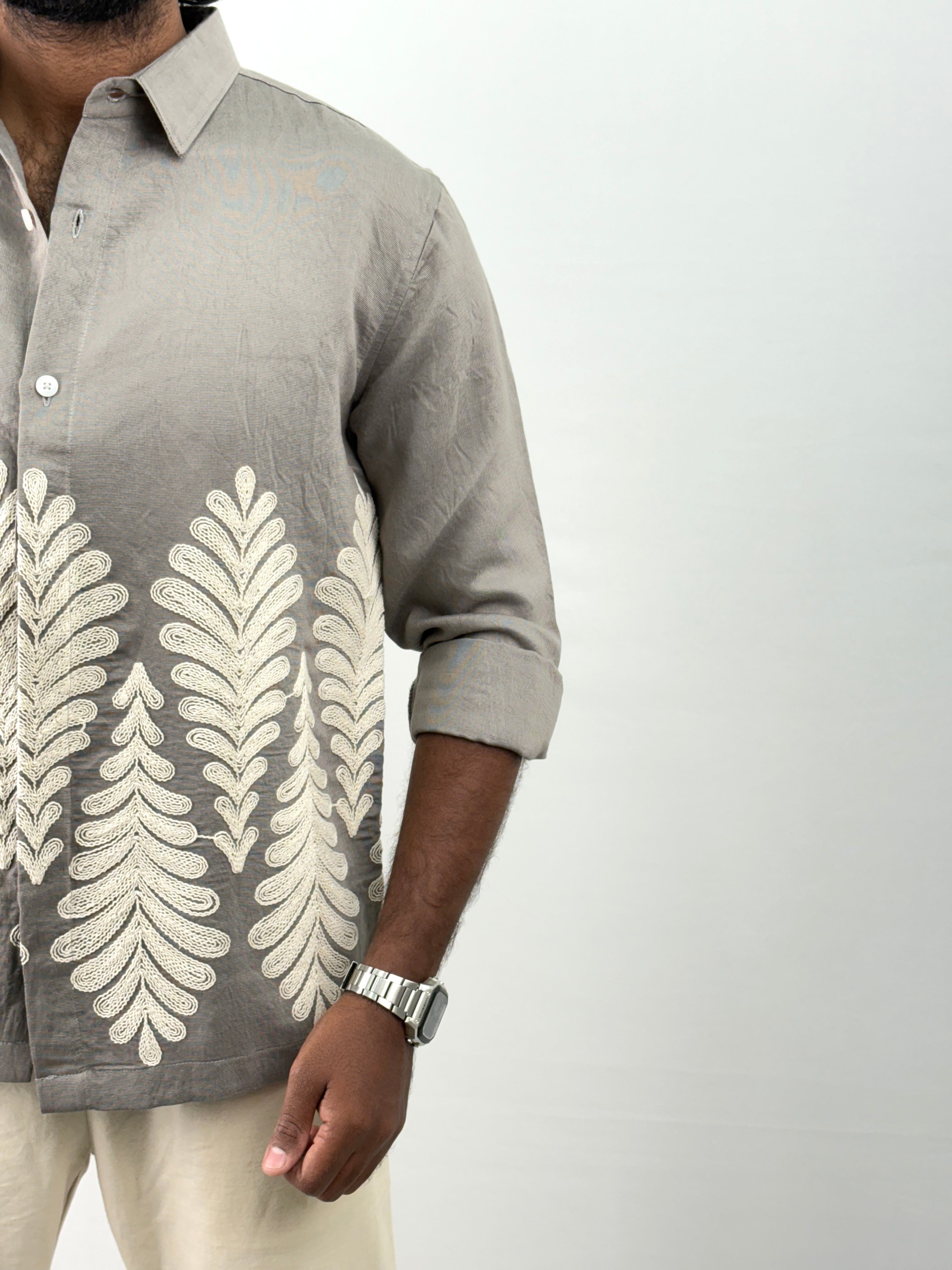 Grey Embroidery Shirts