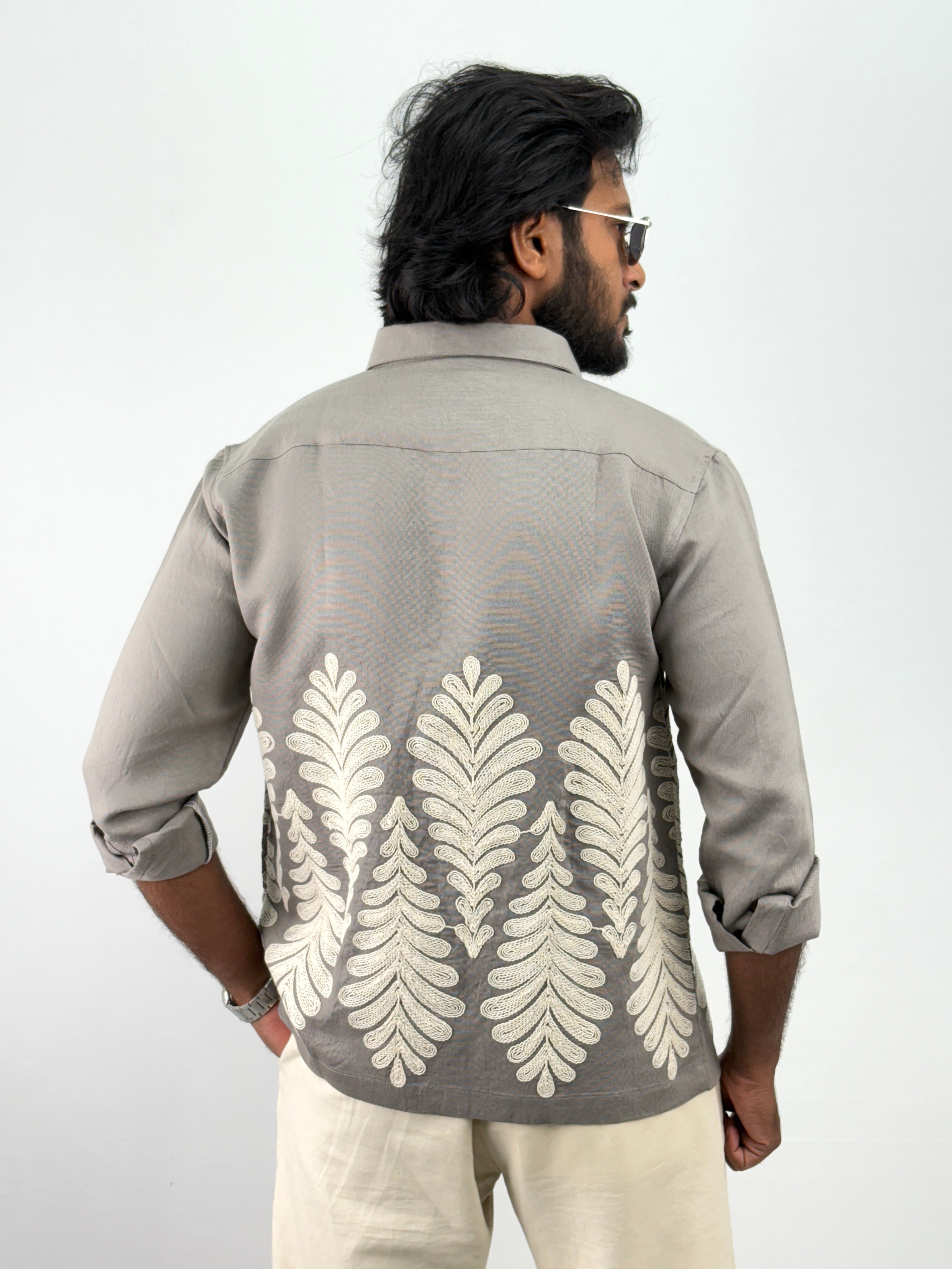 Grey Embroidery Shirts