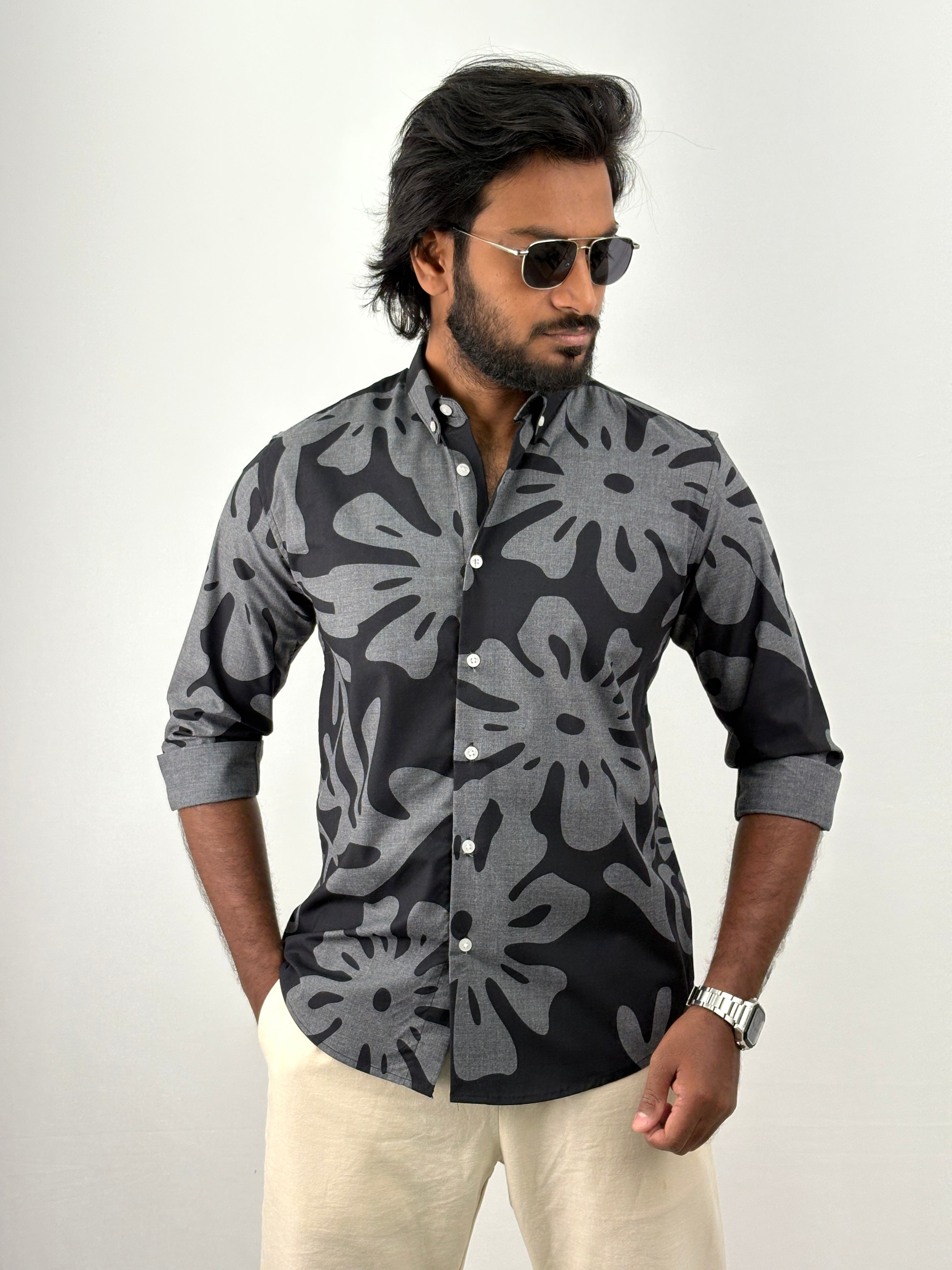 Black Grey IMP Printed Shirt