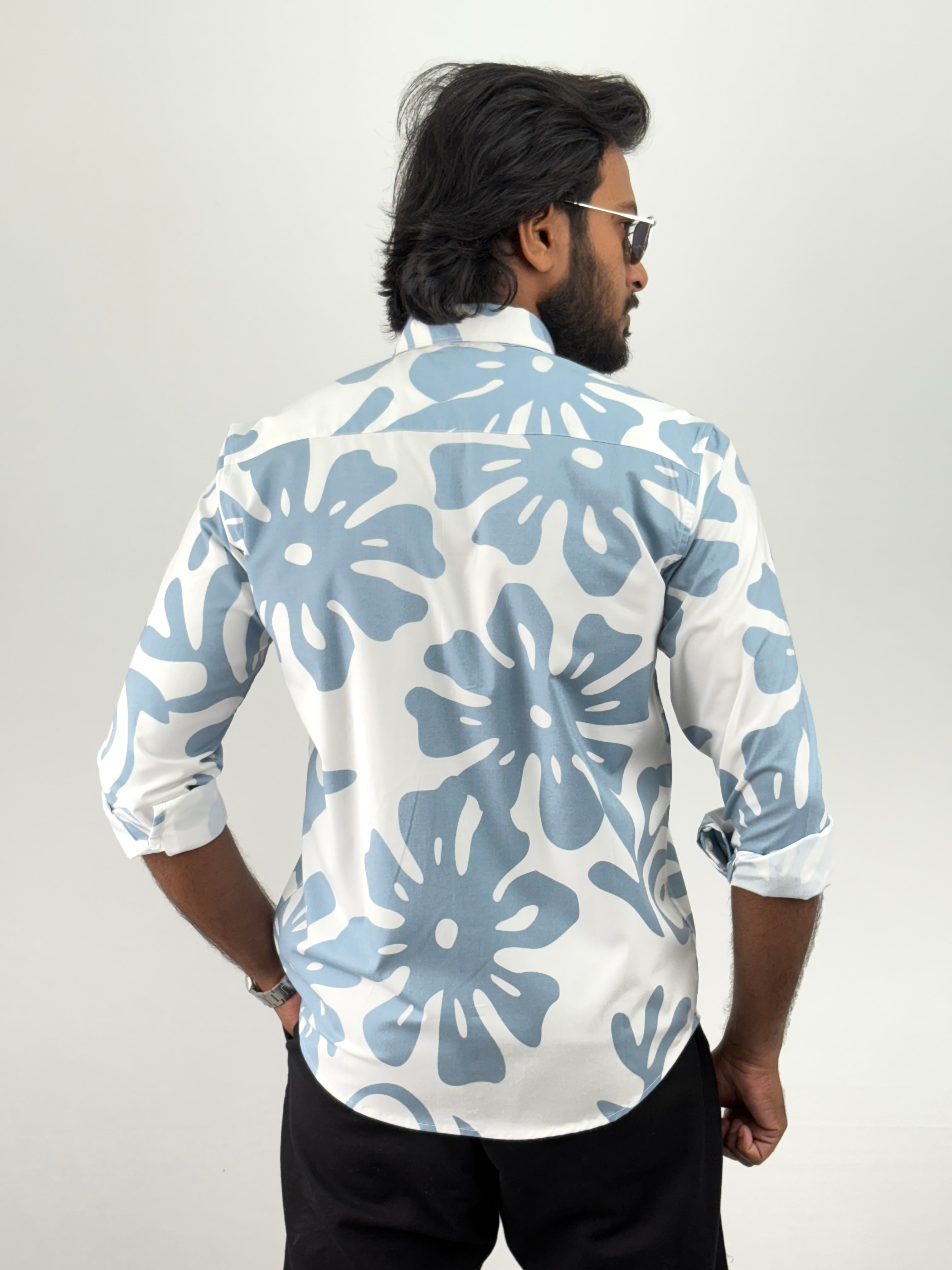 White Blue IMP Printed Shirt