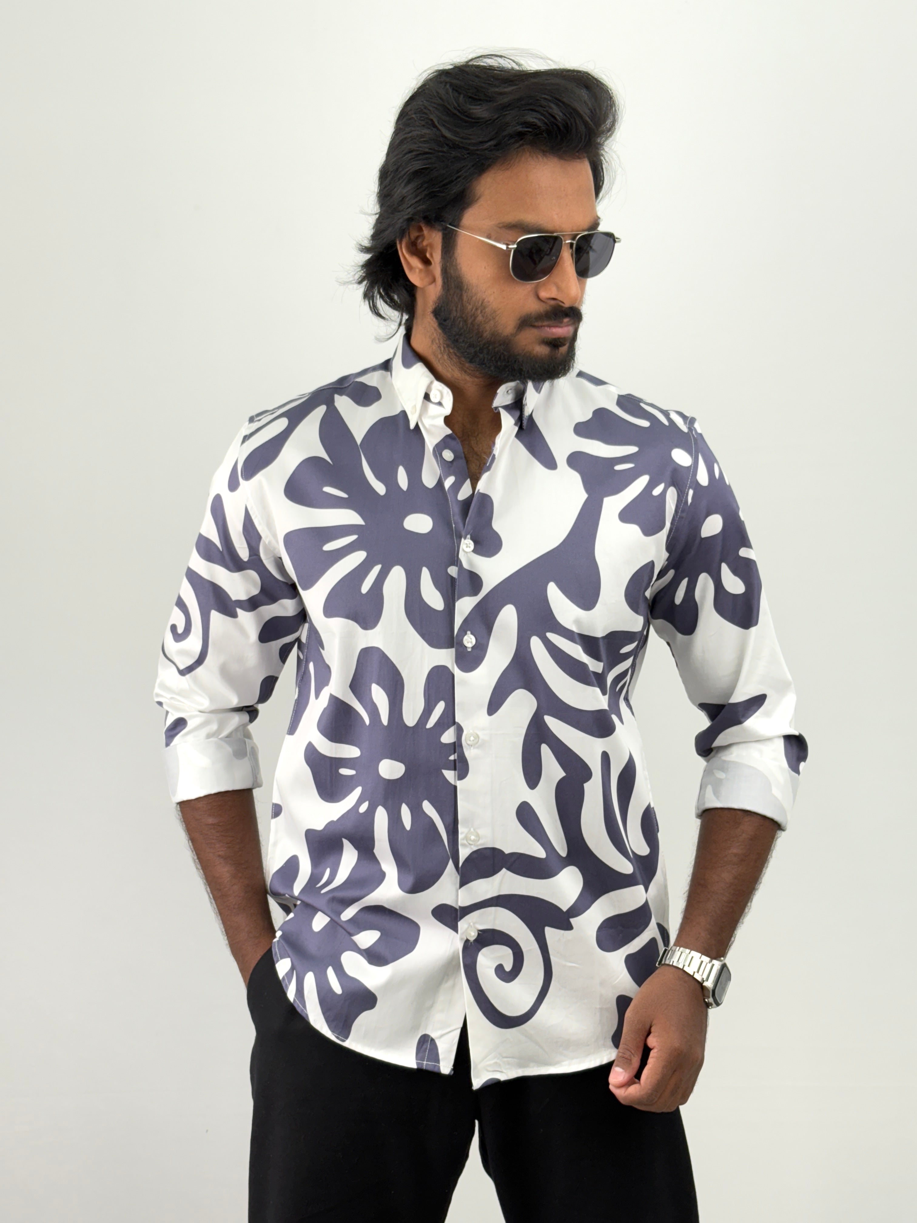 White Dark Blue IMP Printed Shirt
