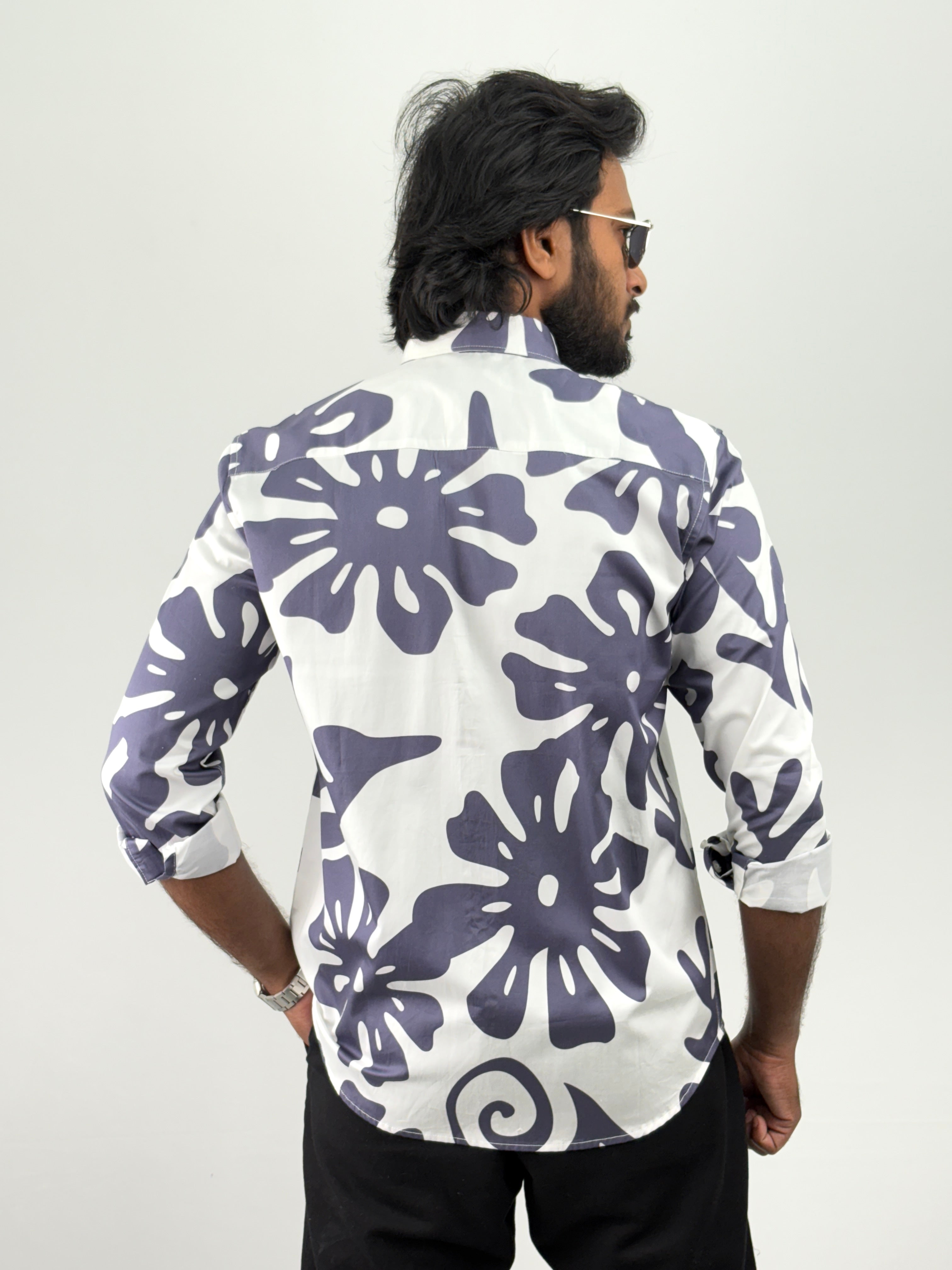 White Dark Blue IMP Printed Shirt