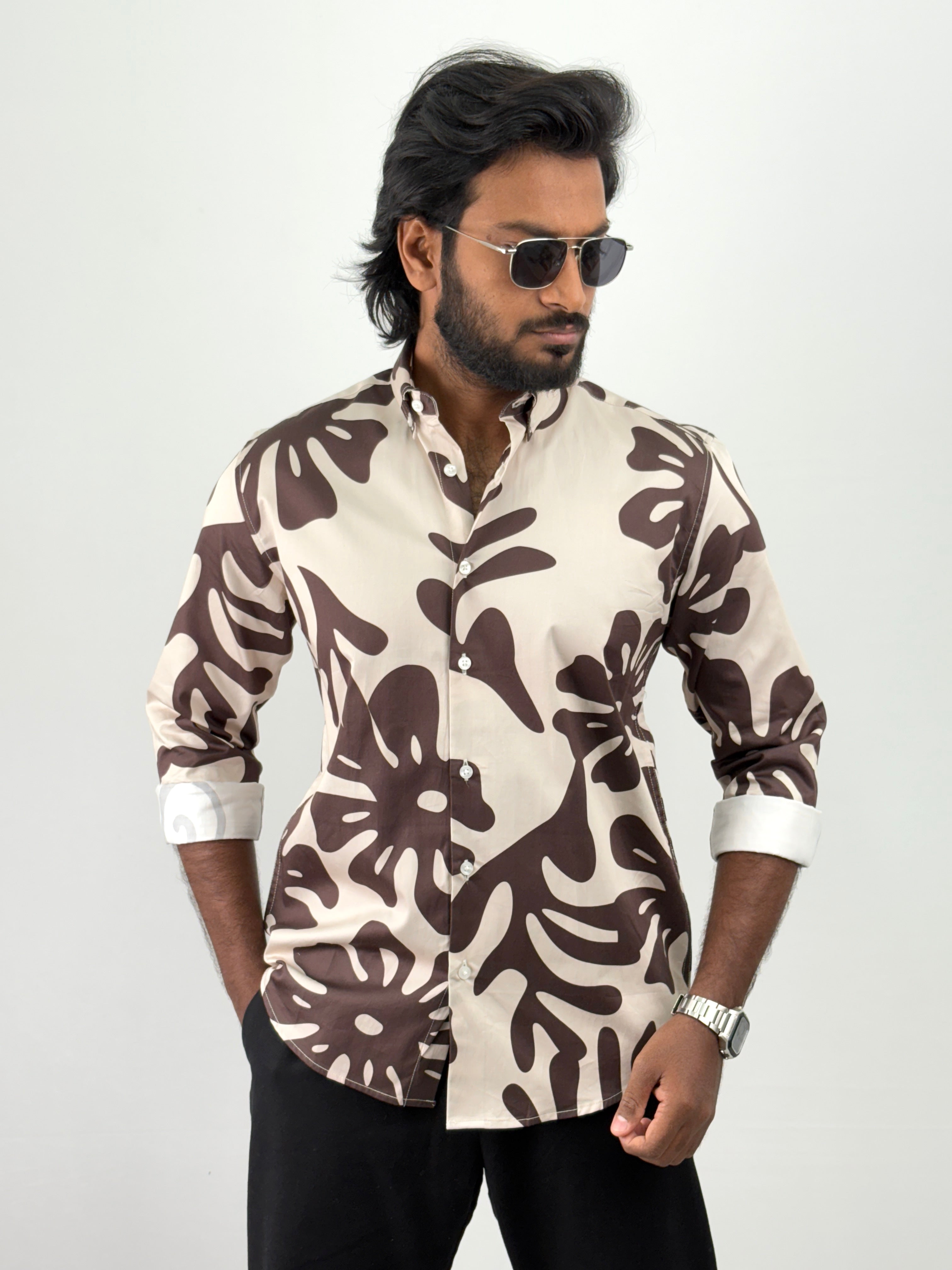 Beige Brown IMP Printed Shirt