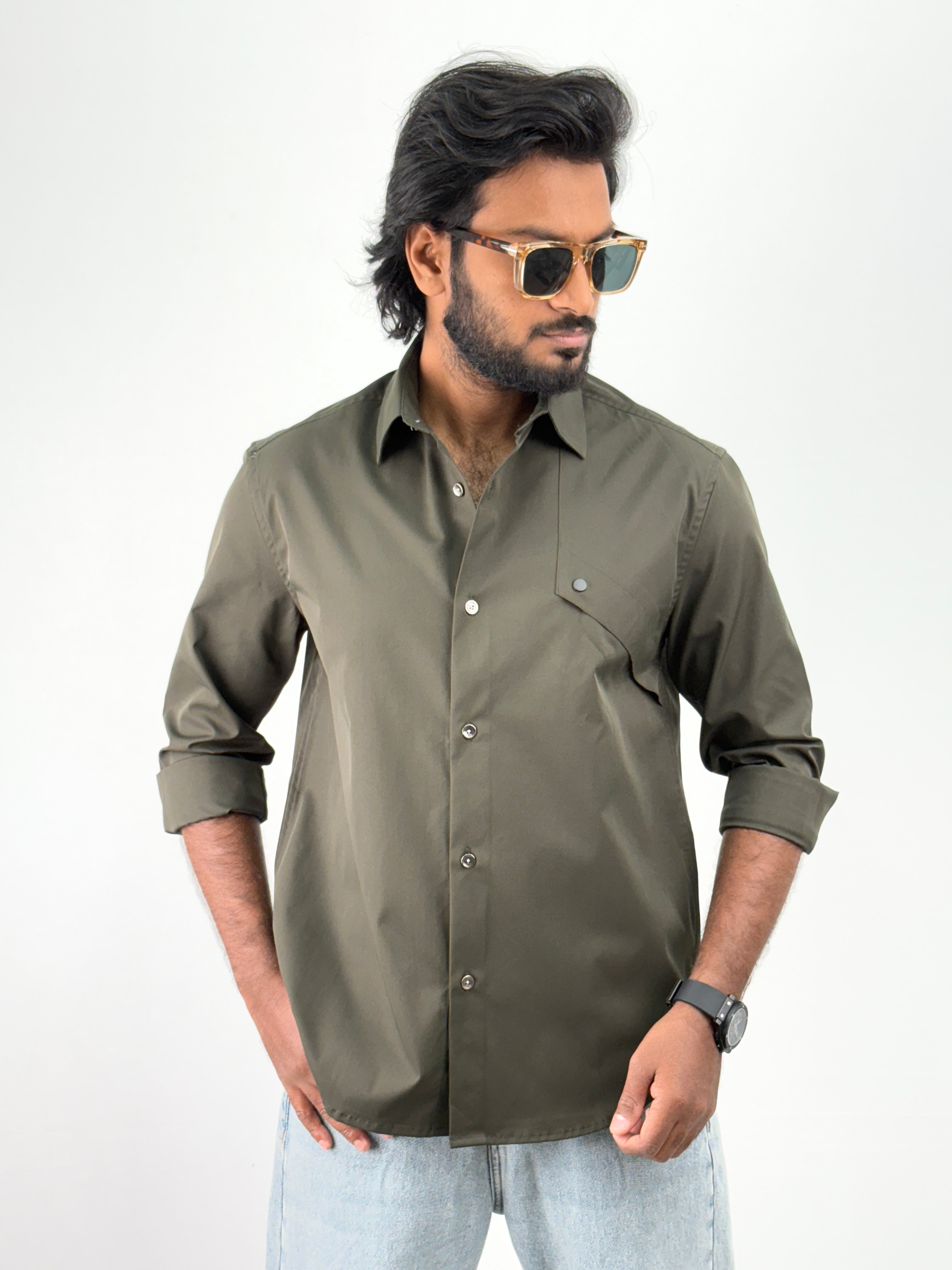 Dark Green Oversized Shirt