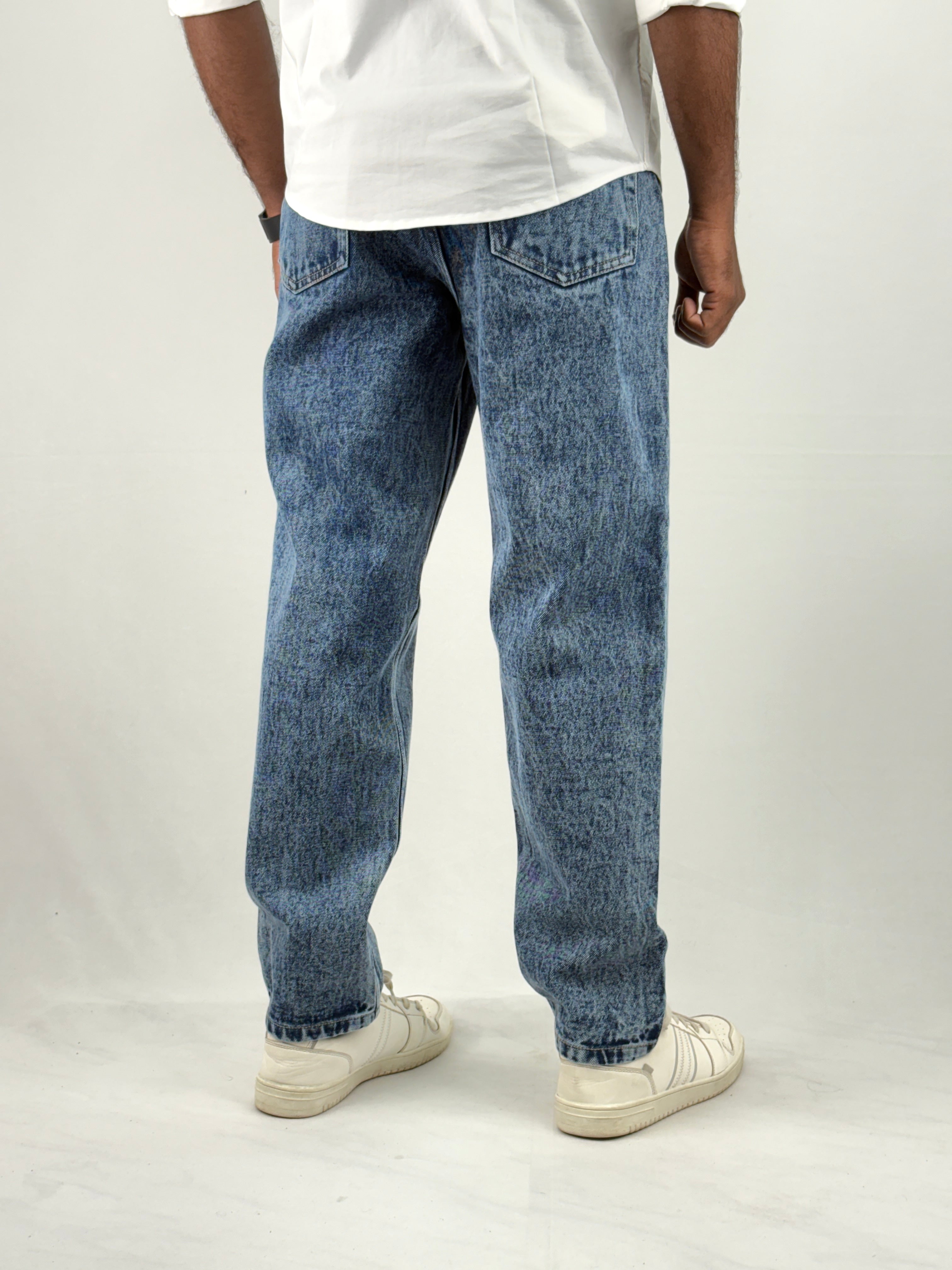 Dark Blue Acidwash Semi Baggy Jeans