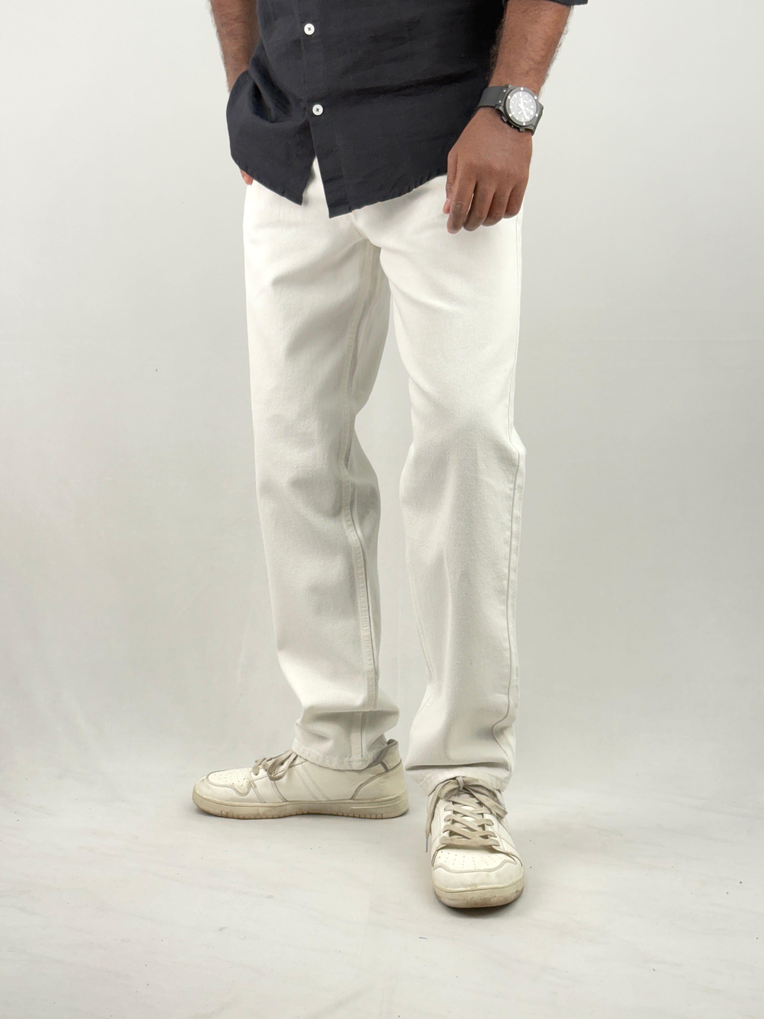 White Semi Baggy Jeans