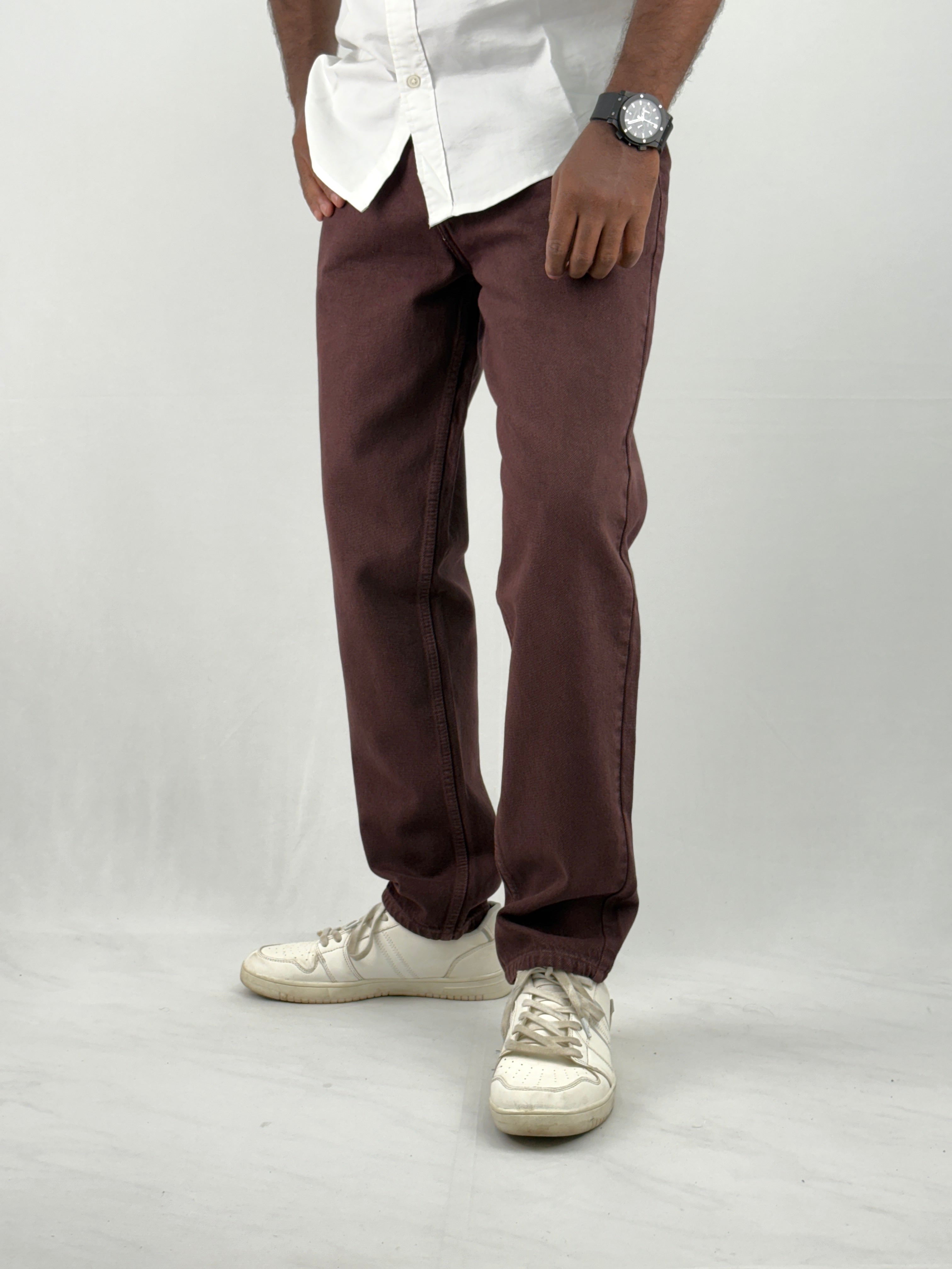 Brown Acidwash Semi Baggy Jeans