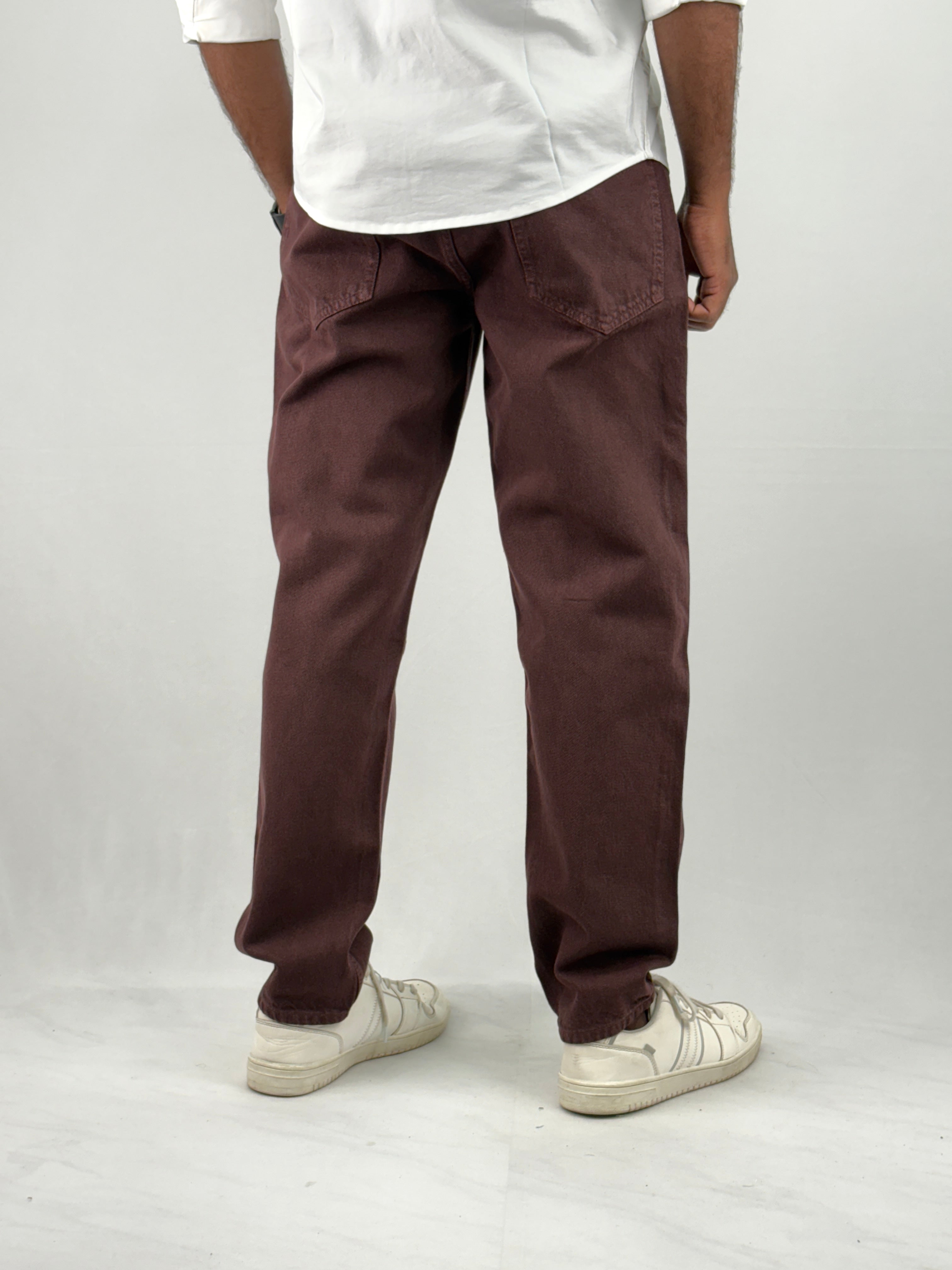 Brown Acidwash Semi Baggy Jeans