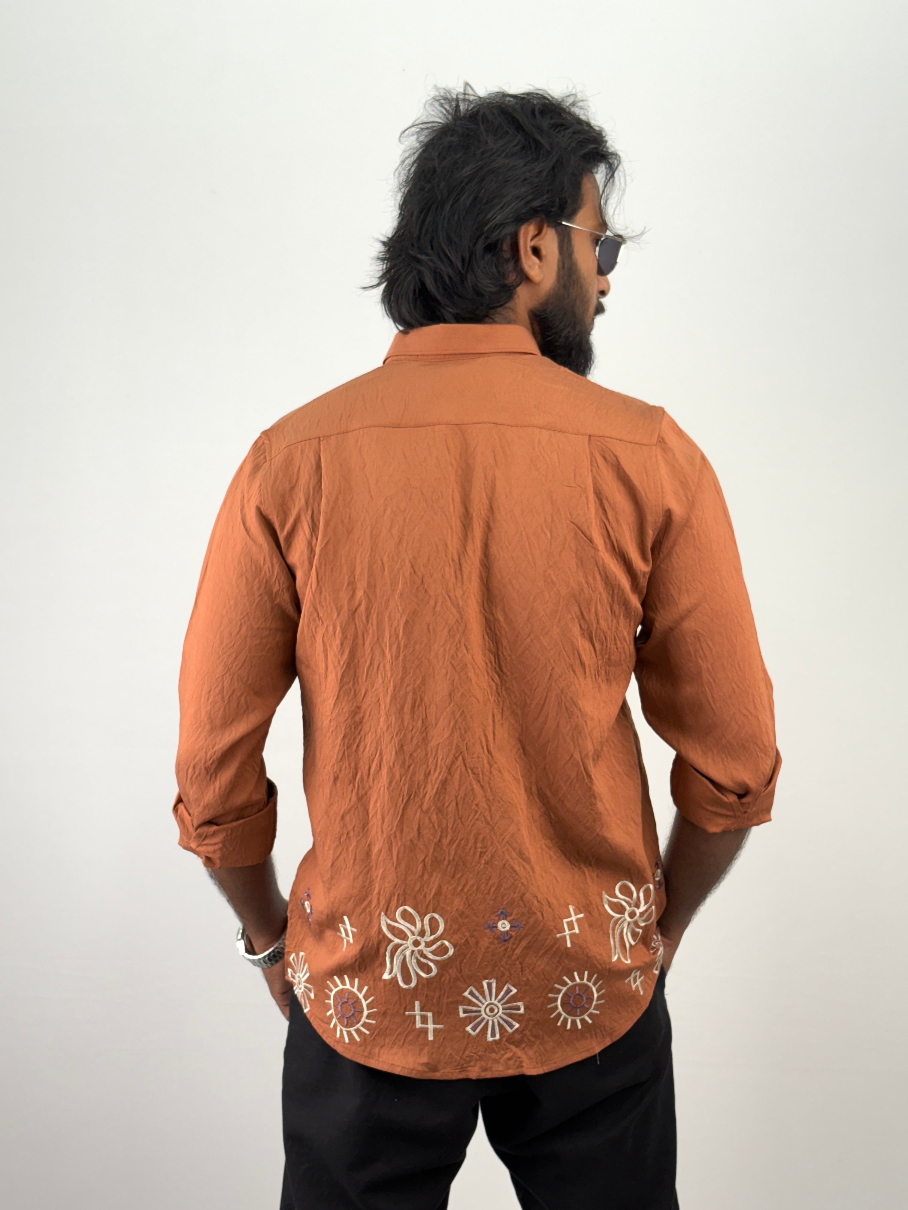 Rust Bottom Embroidery Shirt