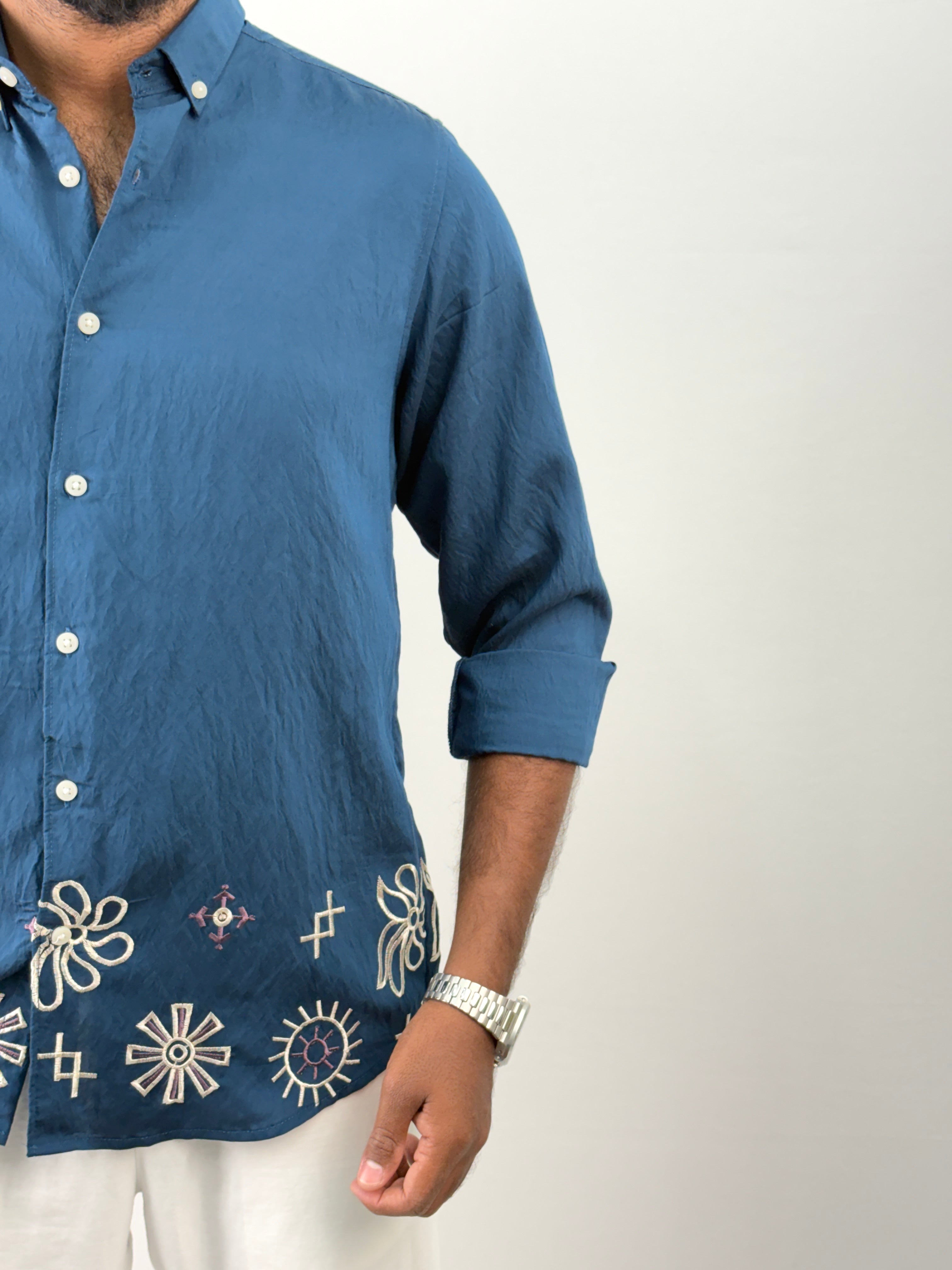 Peacock Bottom Embroidery Shirt