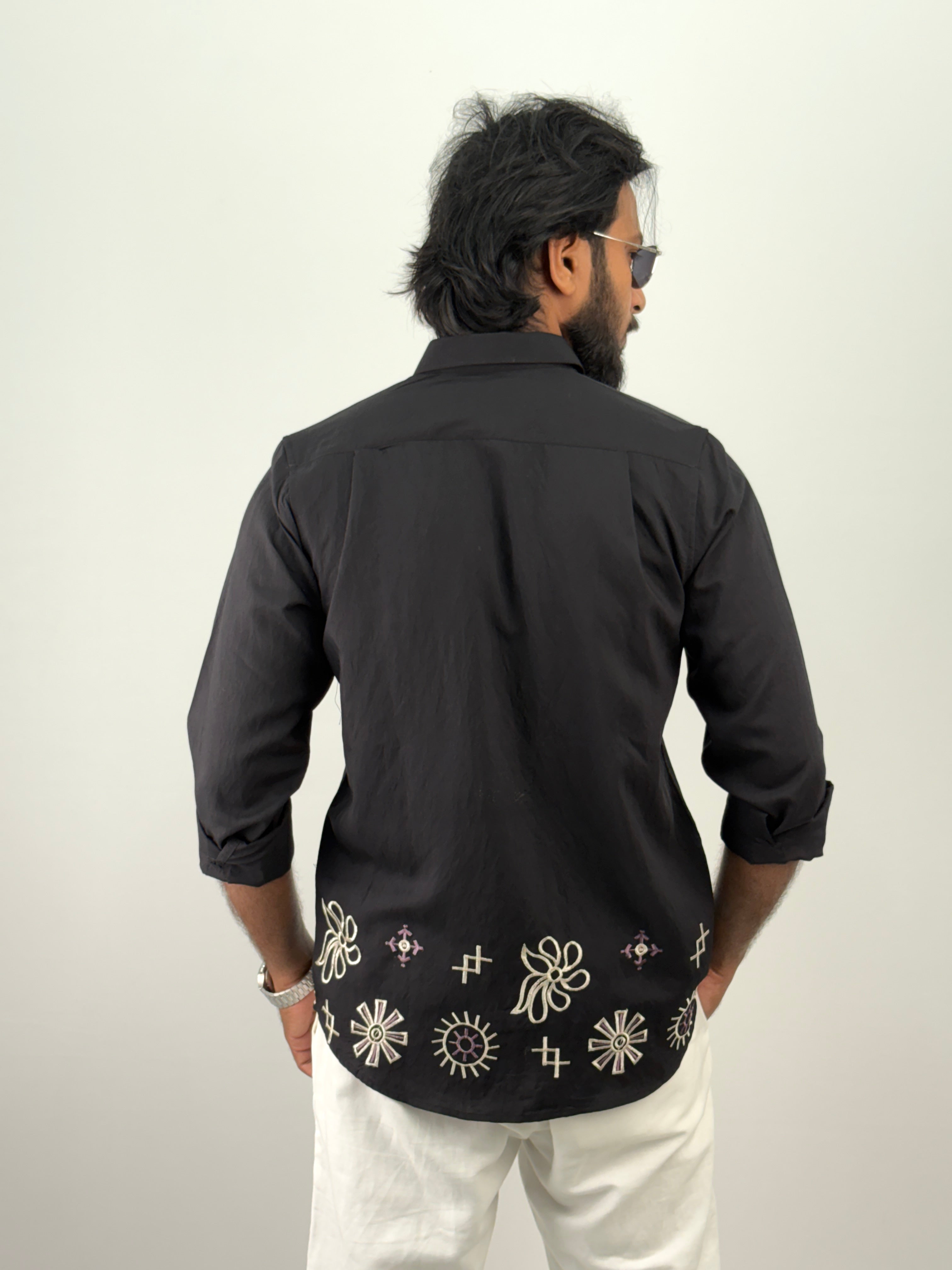 Black Bottom Embroidery Shirt