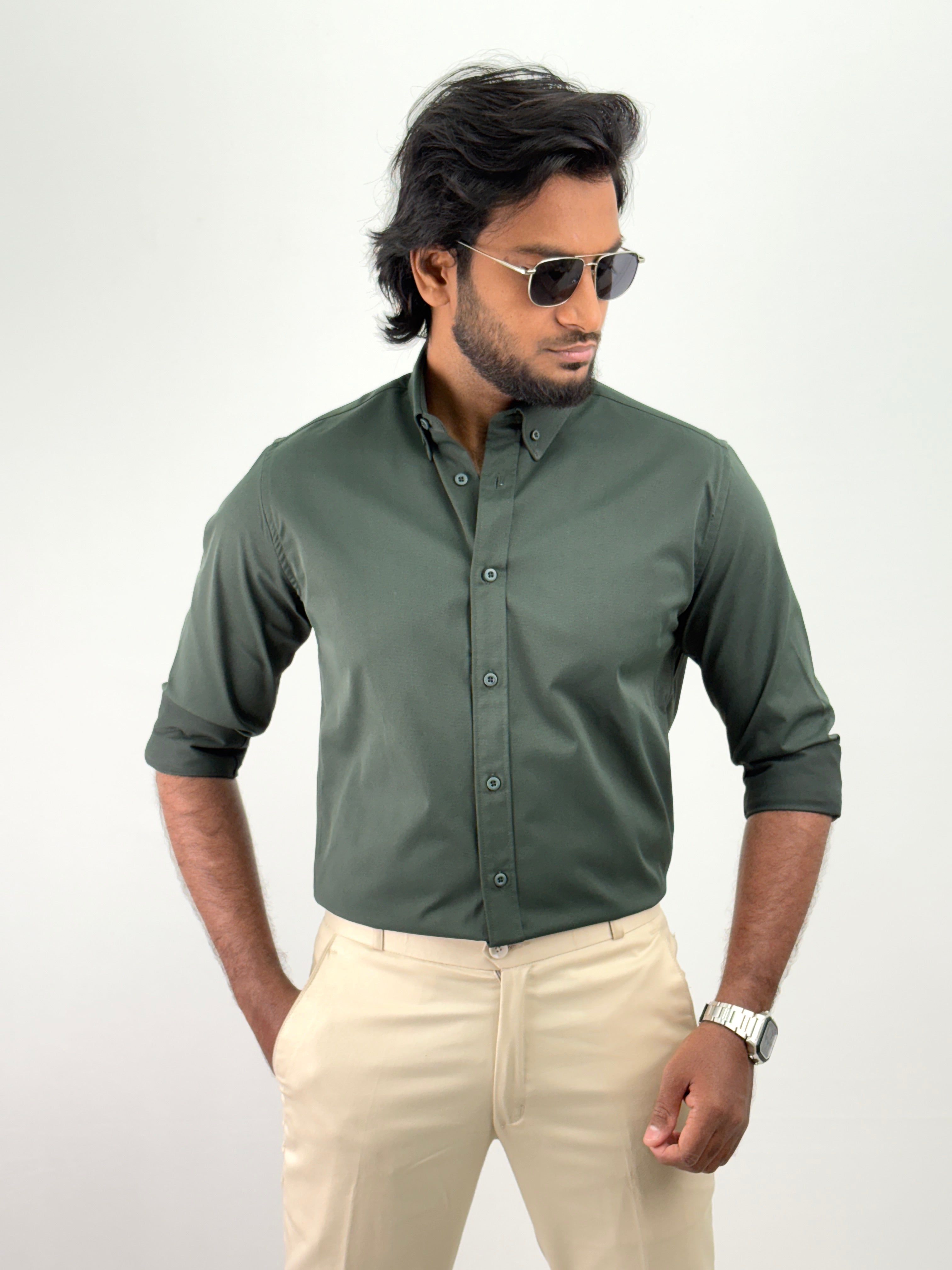 Dark Green IMP Plain Shirt