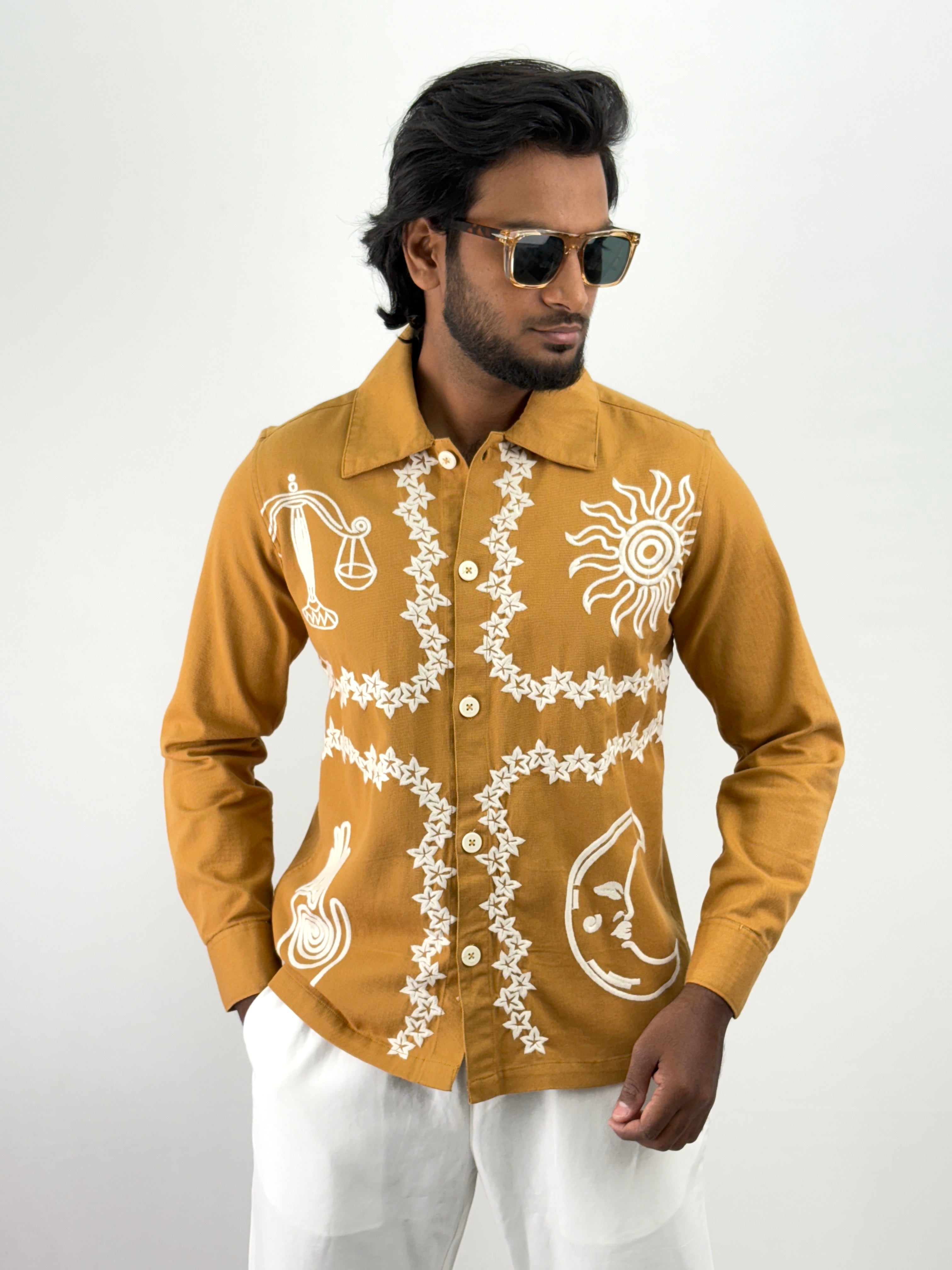 Mustard Embroidery Shacket