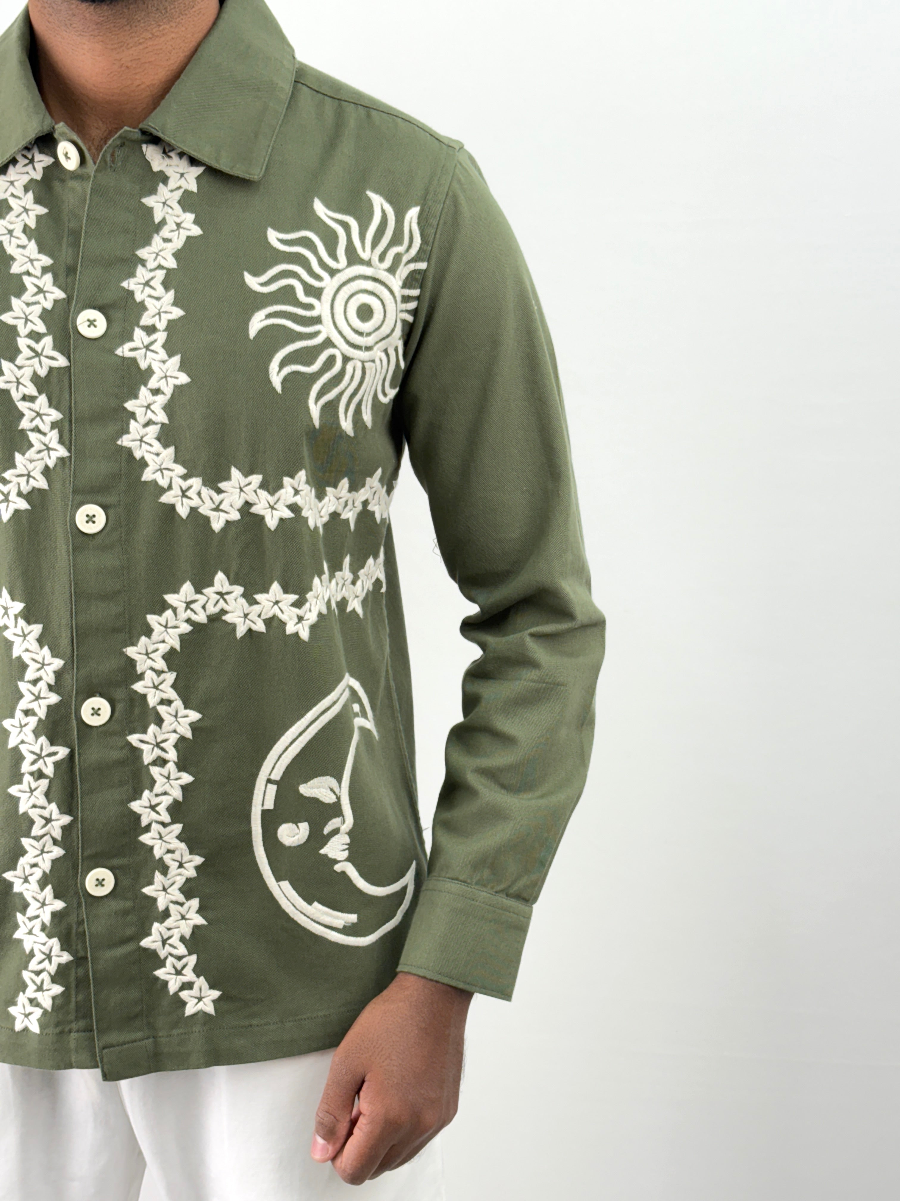 Olive Embroidery Shacket