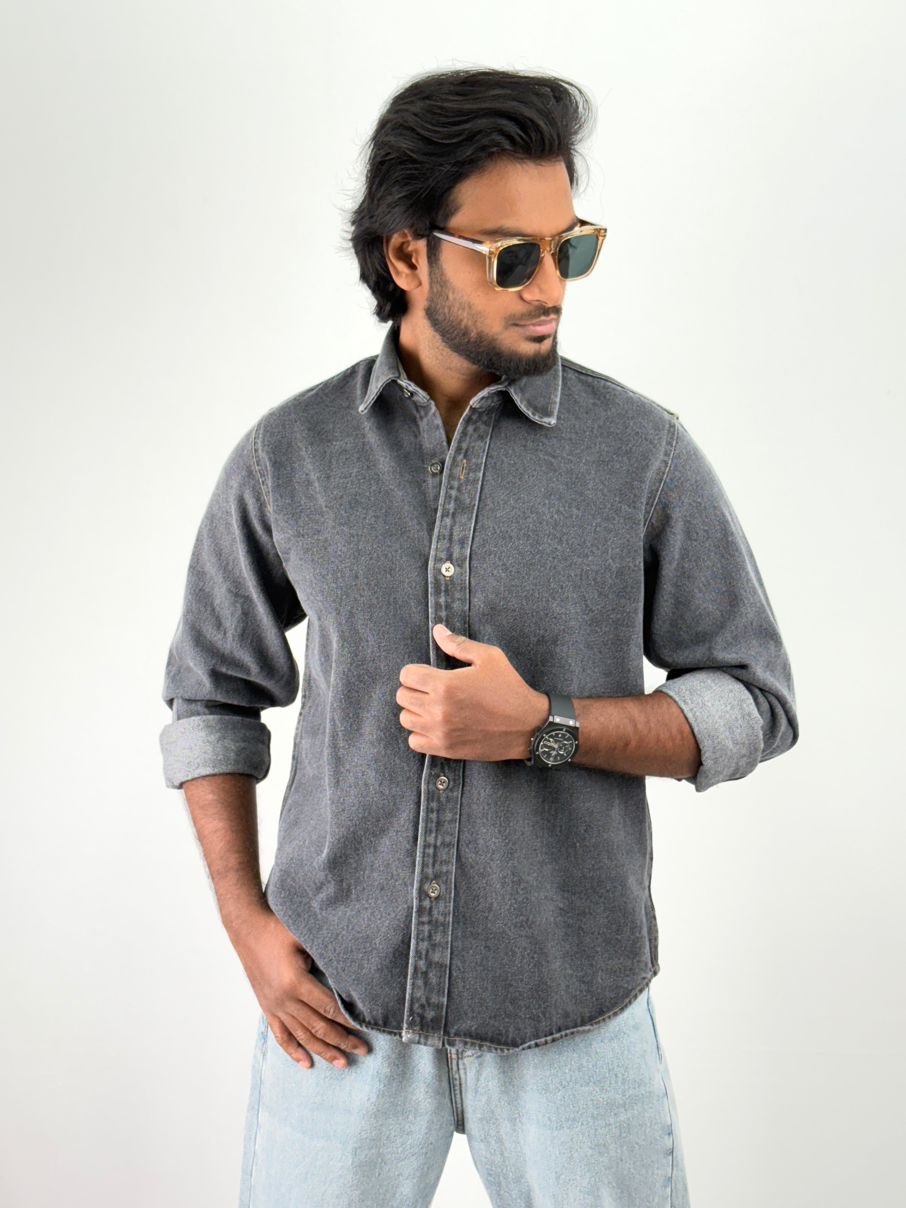 Dark Grey Denim Shirts