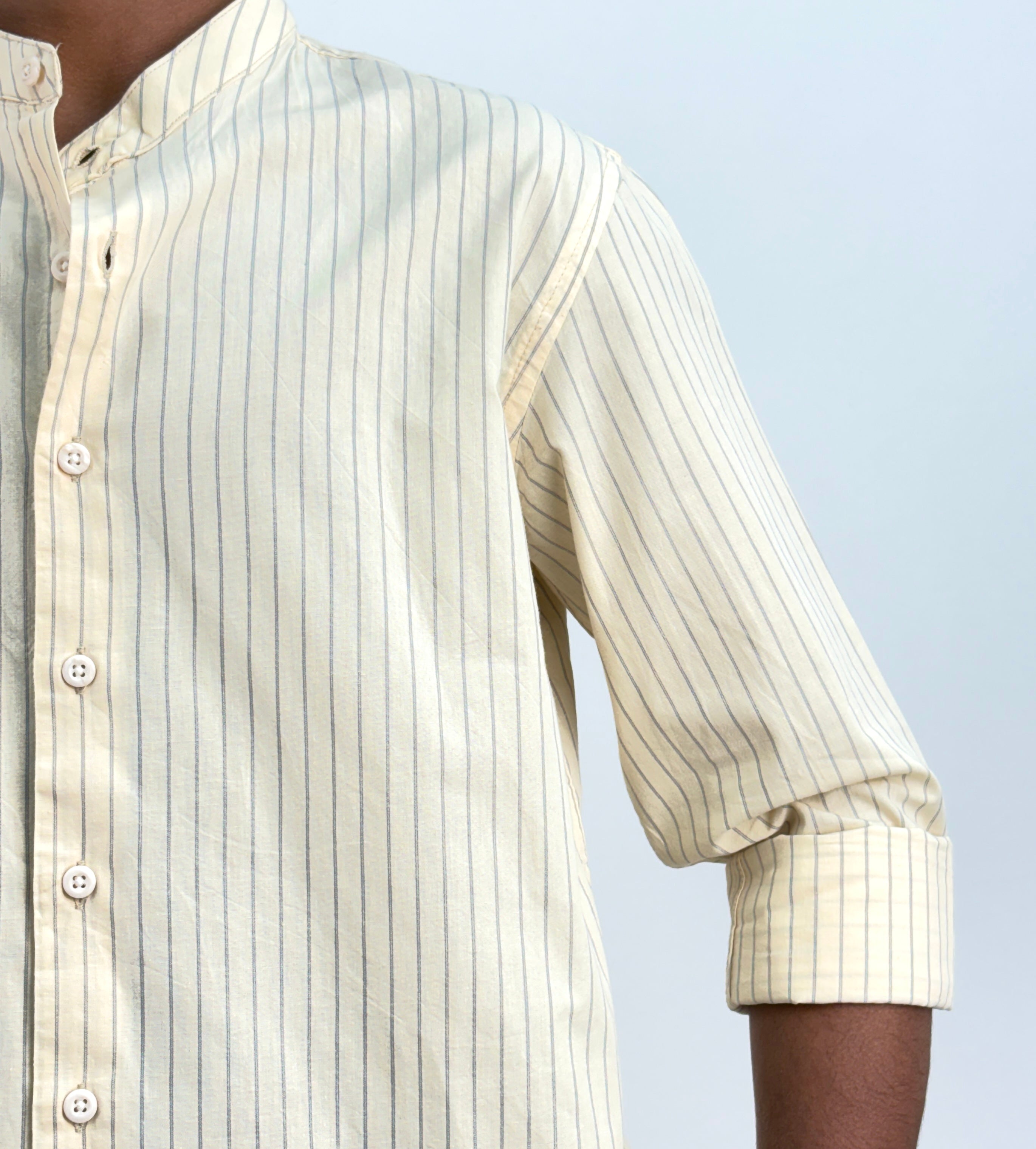 Sandel Mandarin Collar Stripe Shirt