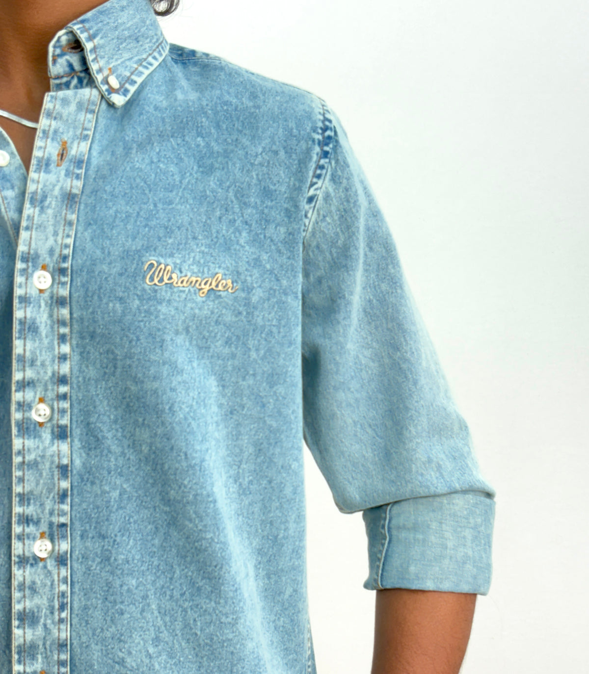 Teal Blue Denim Shirt