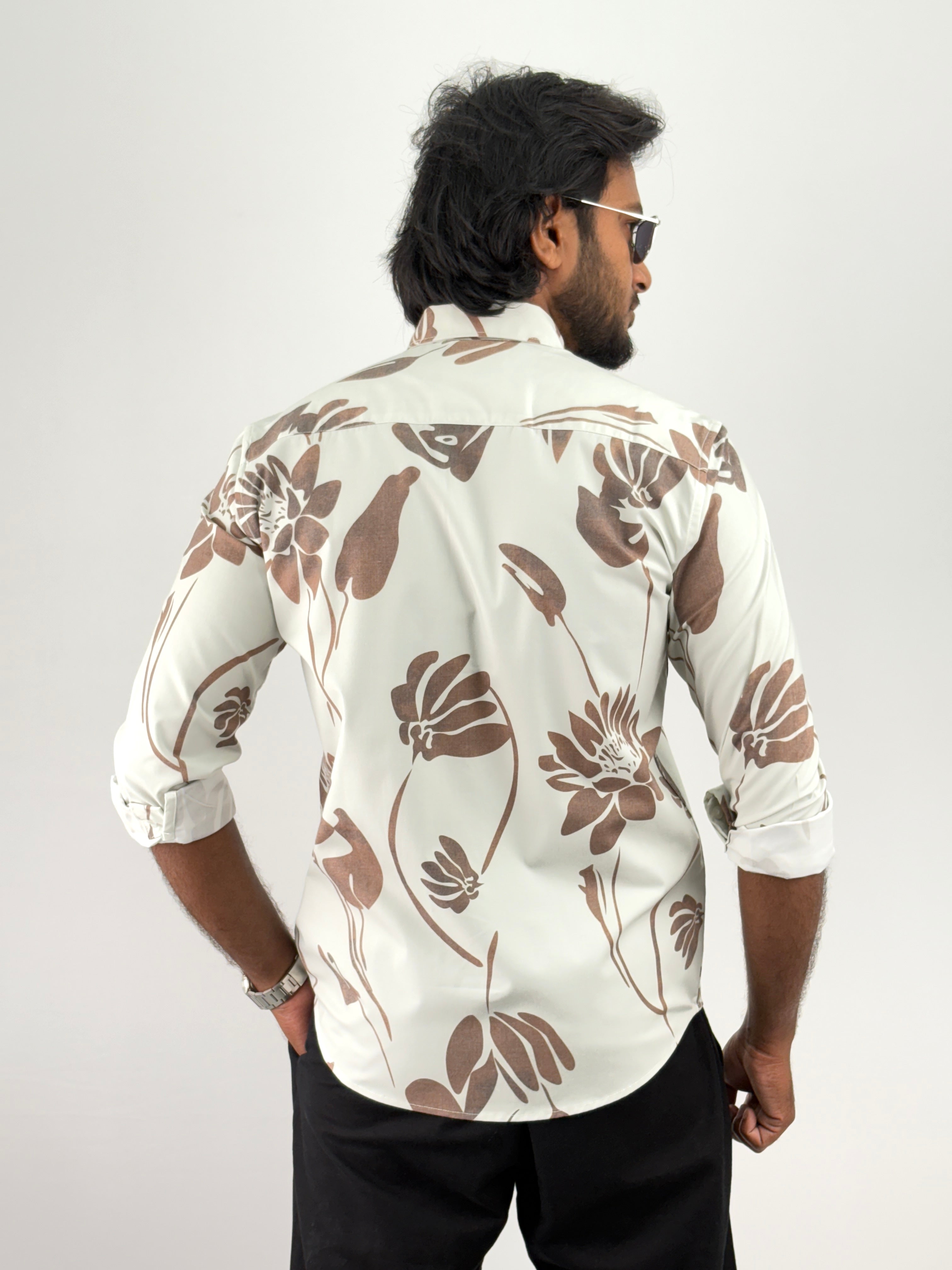 Beige Brown Printed Shirts