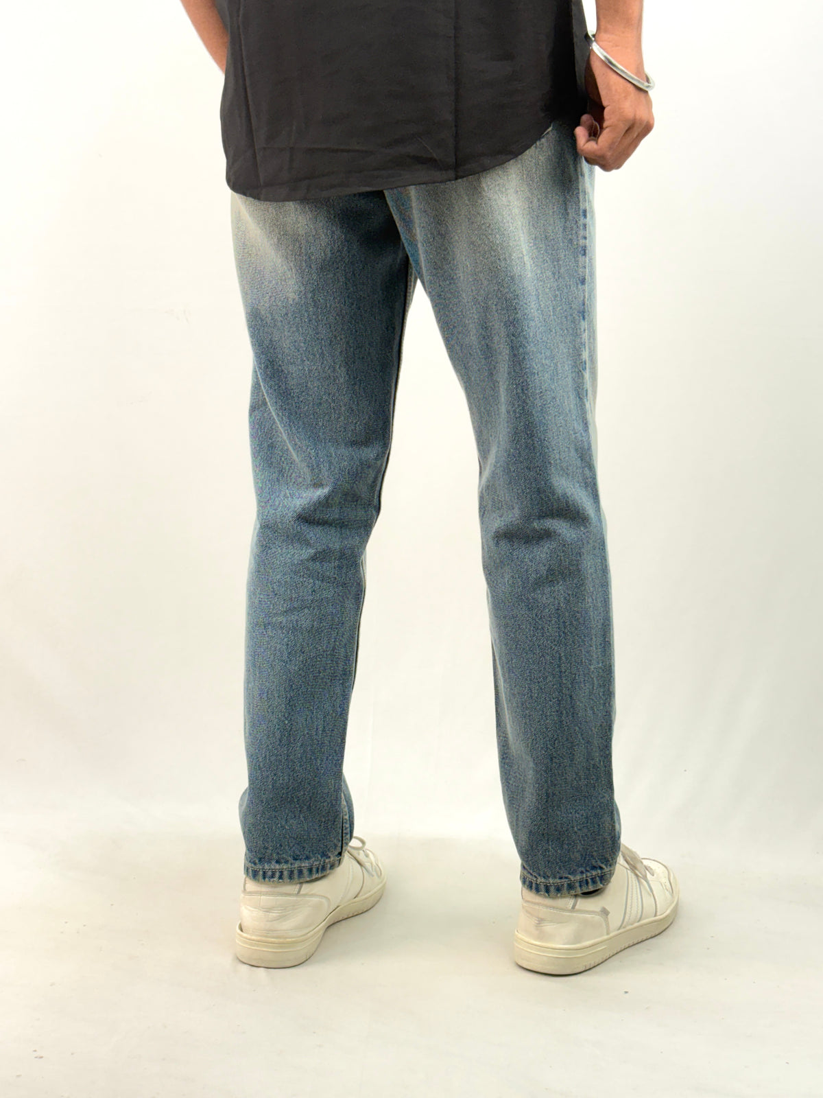 Teal Blue Semi Baggy Jean 1