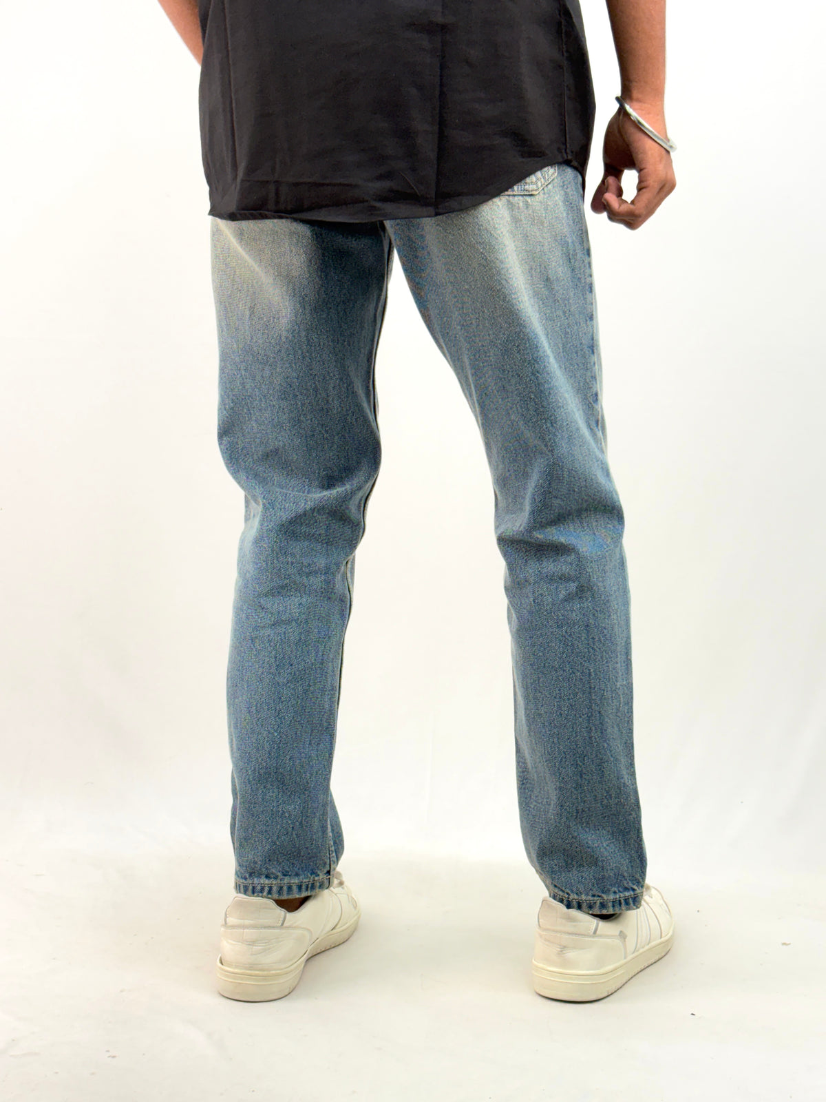 Teal Blue Semi Baggy Jean 1