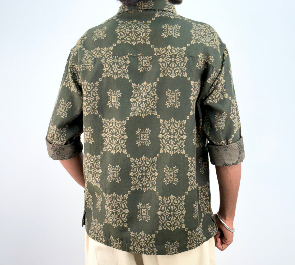 Green Printed Jacquard Shirt