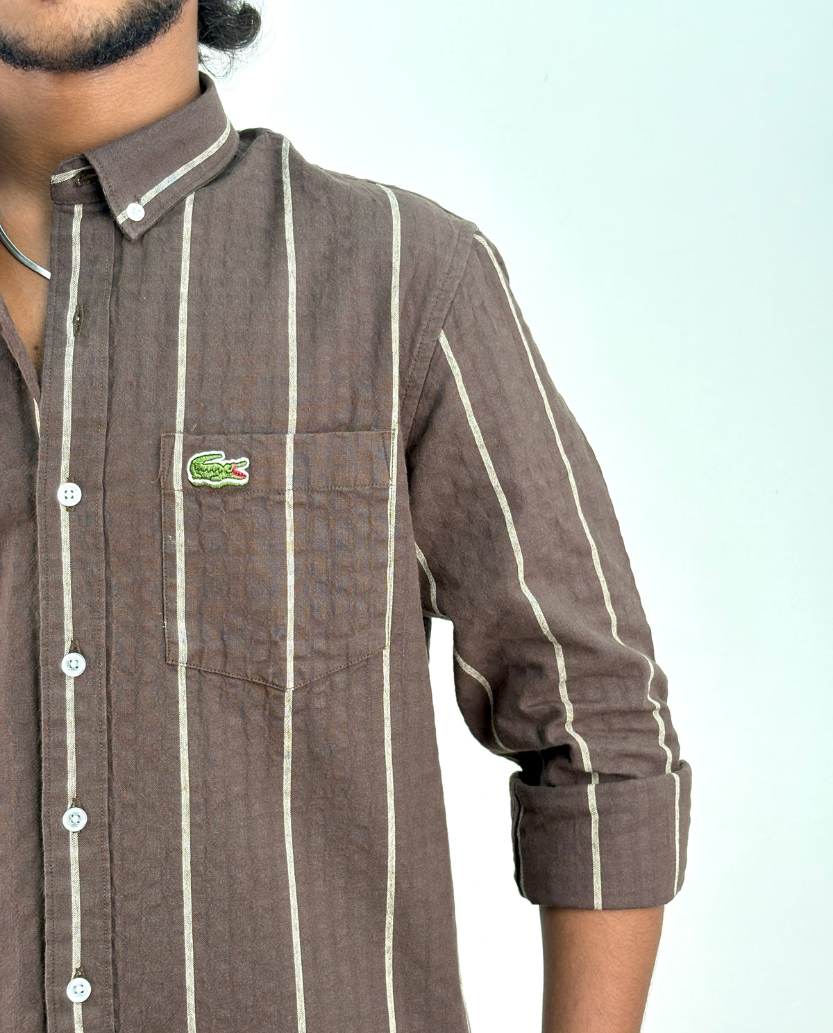 Brown Textured Stripe Shirt *