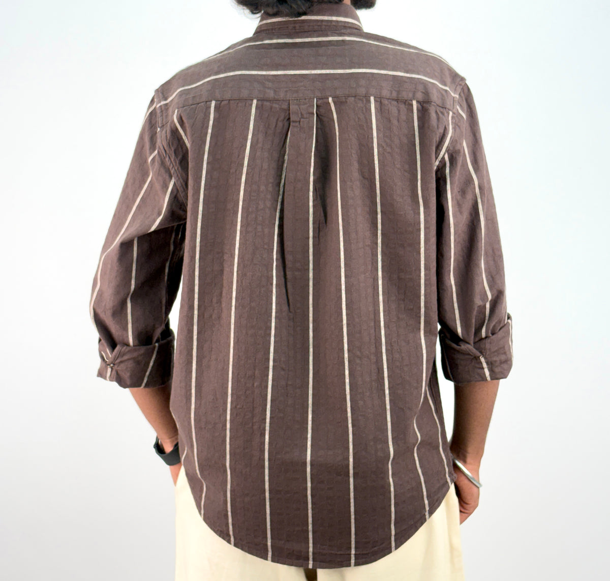 Brown Textured Stripe Shirt *