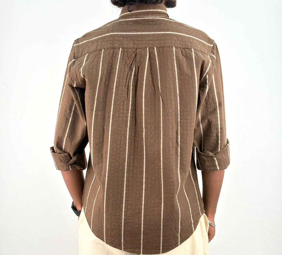 Light Brown Textured Stripe Shirt *