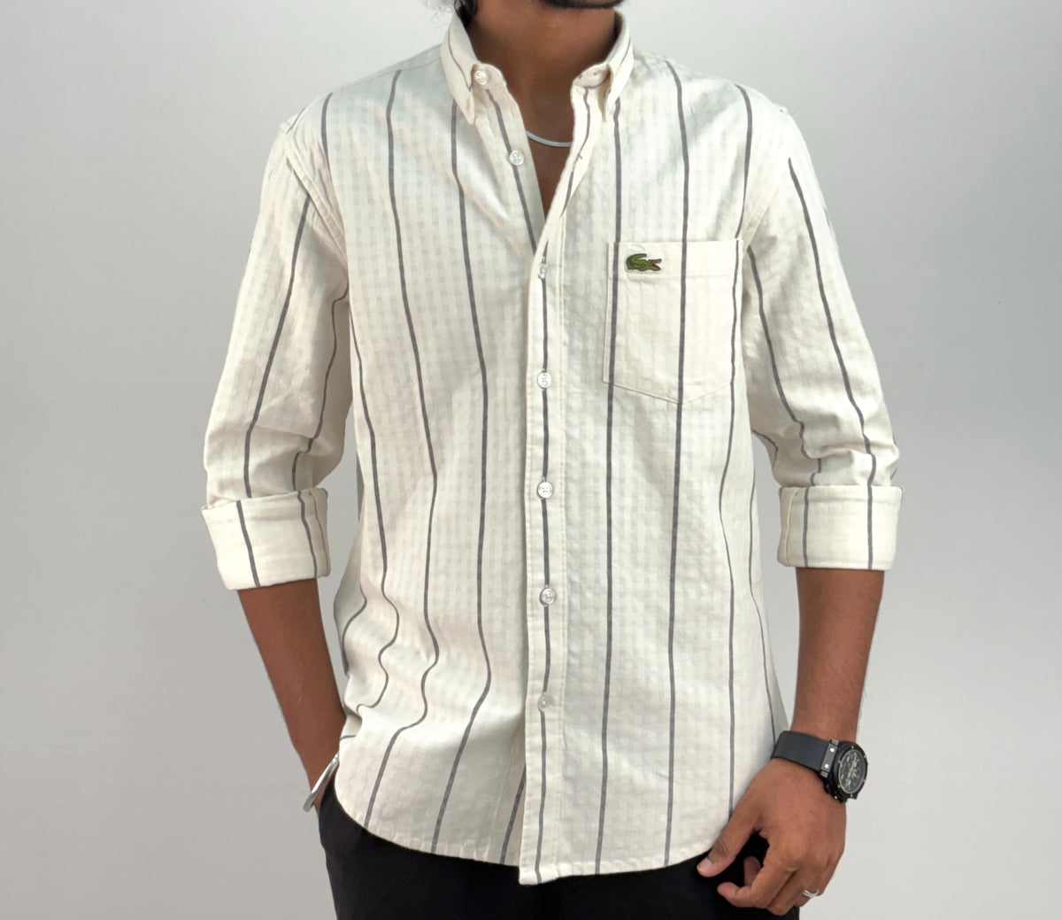 White Textured Stripe Shirt *