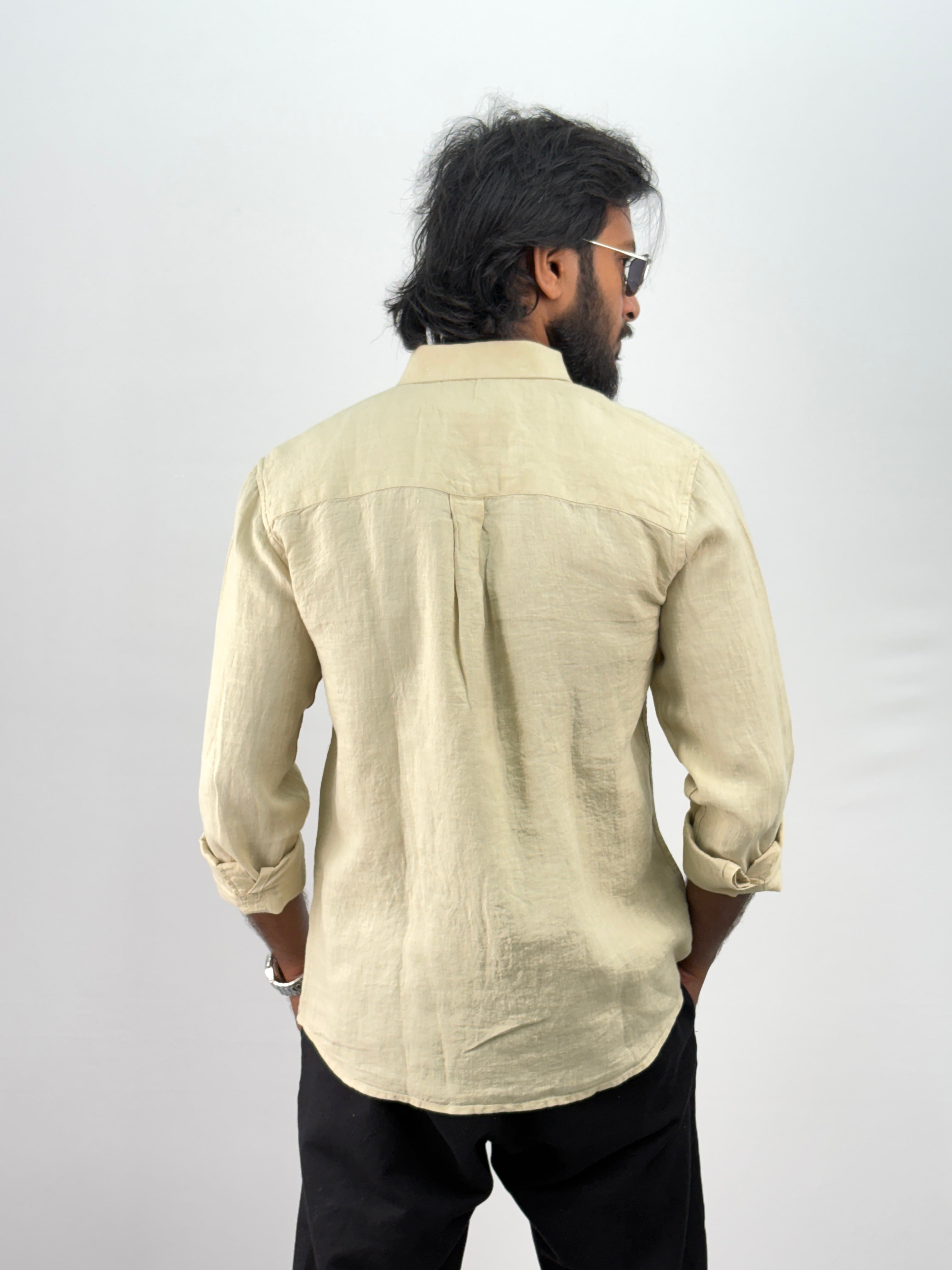 Beige pure Linen Shirt 2