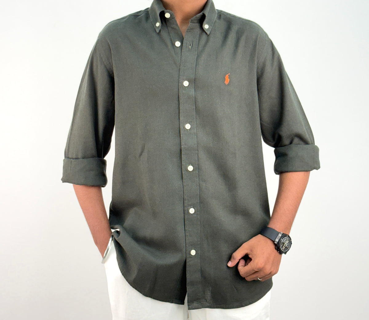 Dark Green Linen Shirt