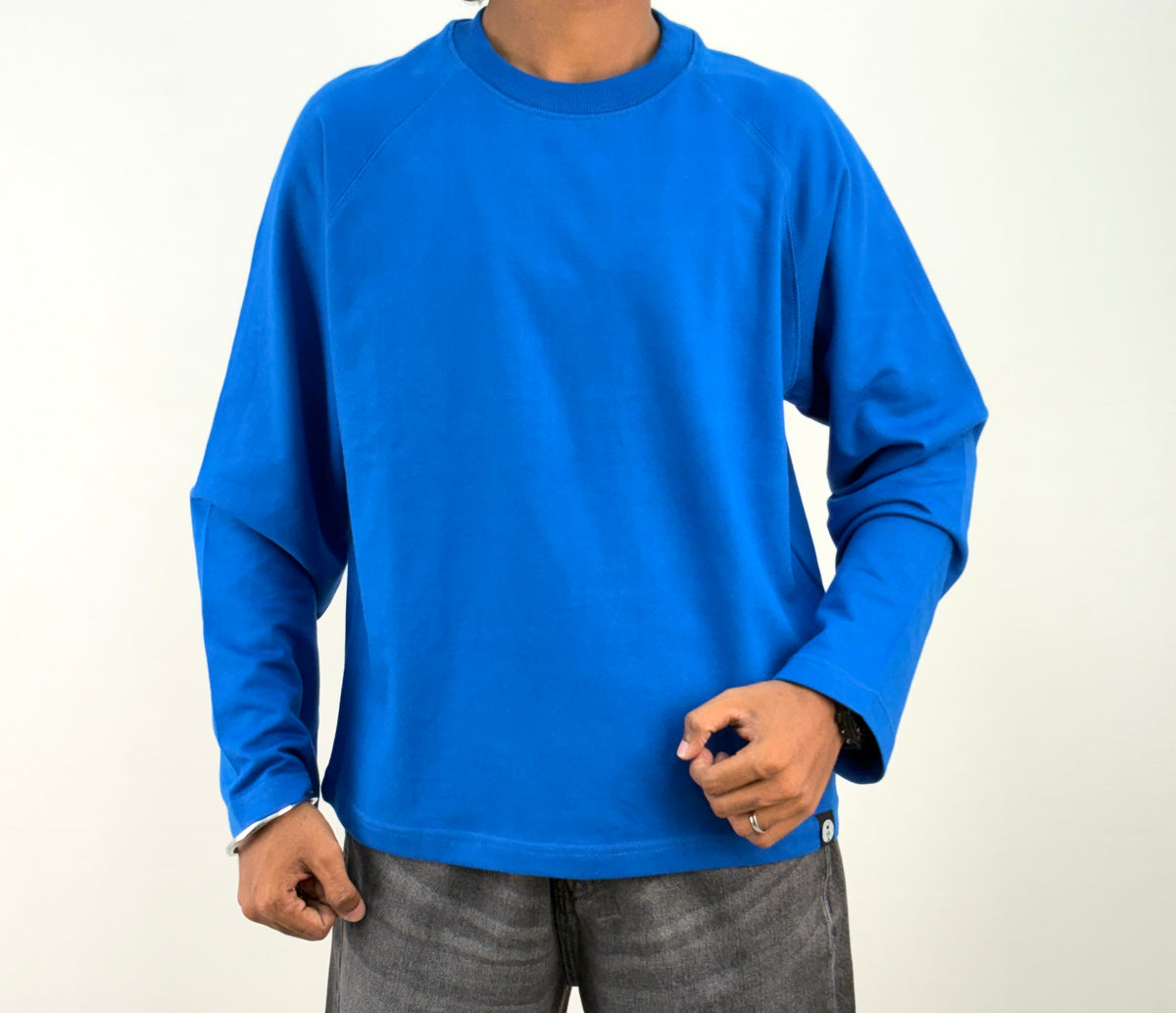 Royal Blue Cropped Raglan Tee