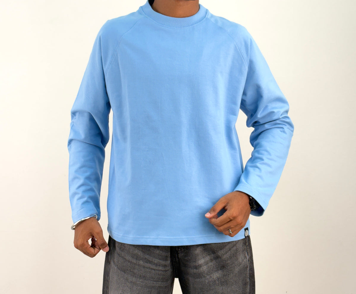 Sky Blue Cropped Raglan Tee