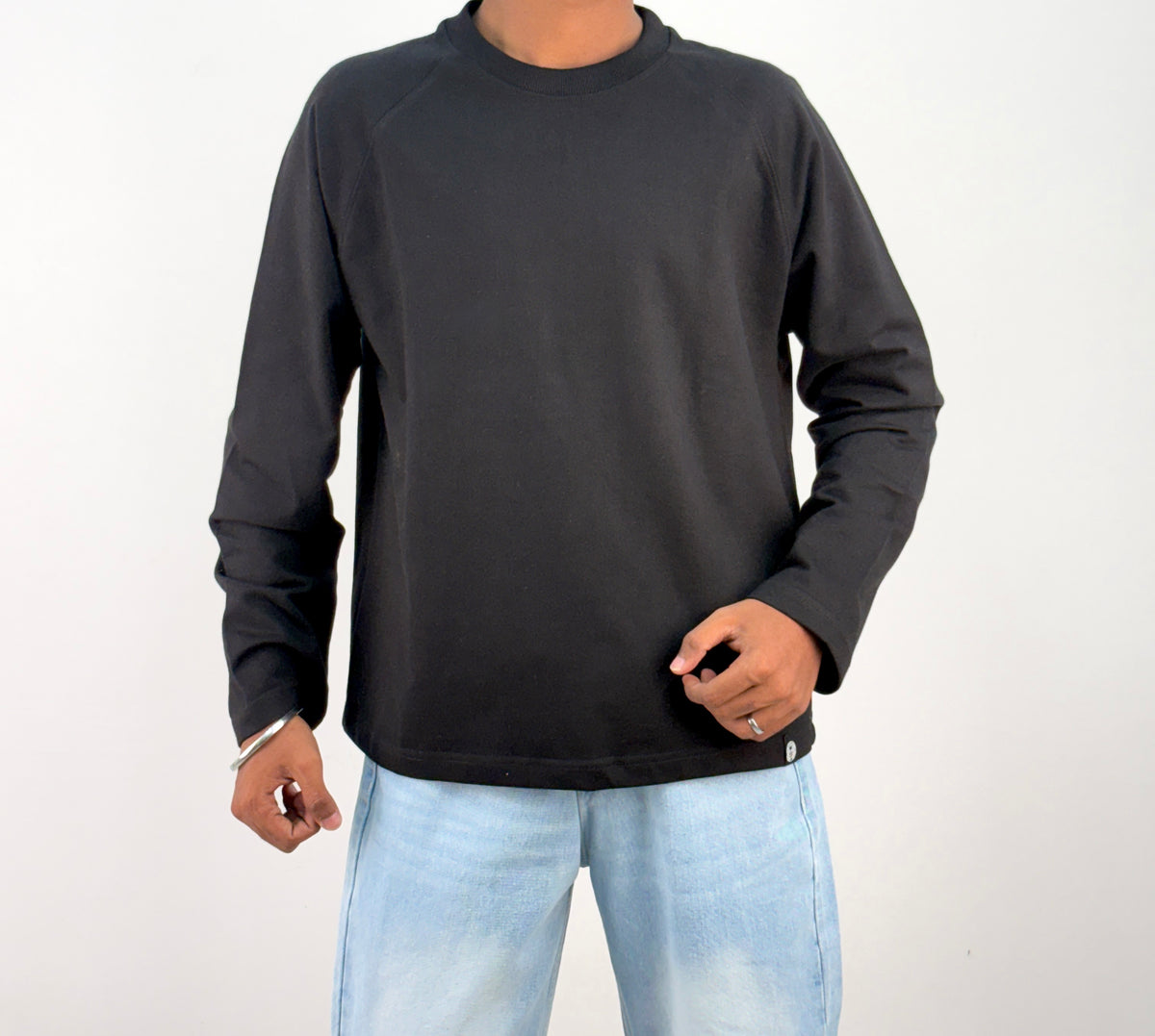 Black Cropped Raglan Tee